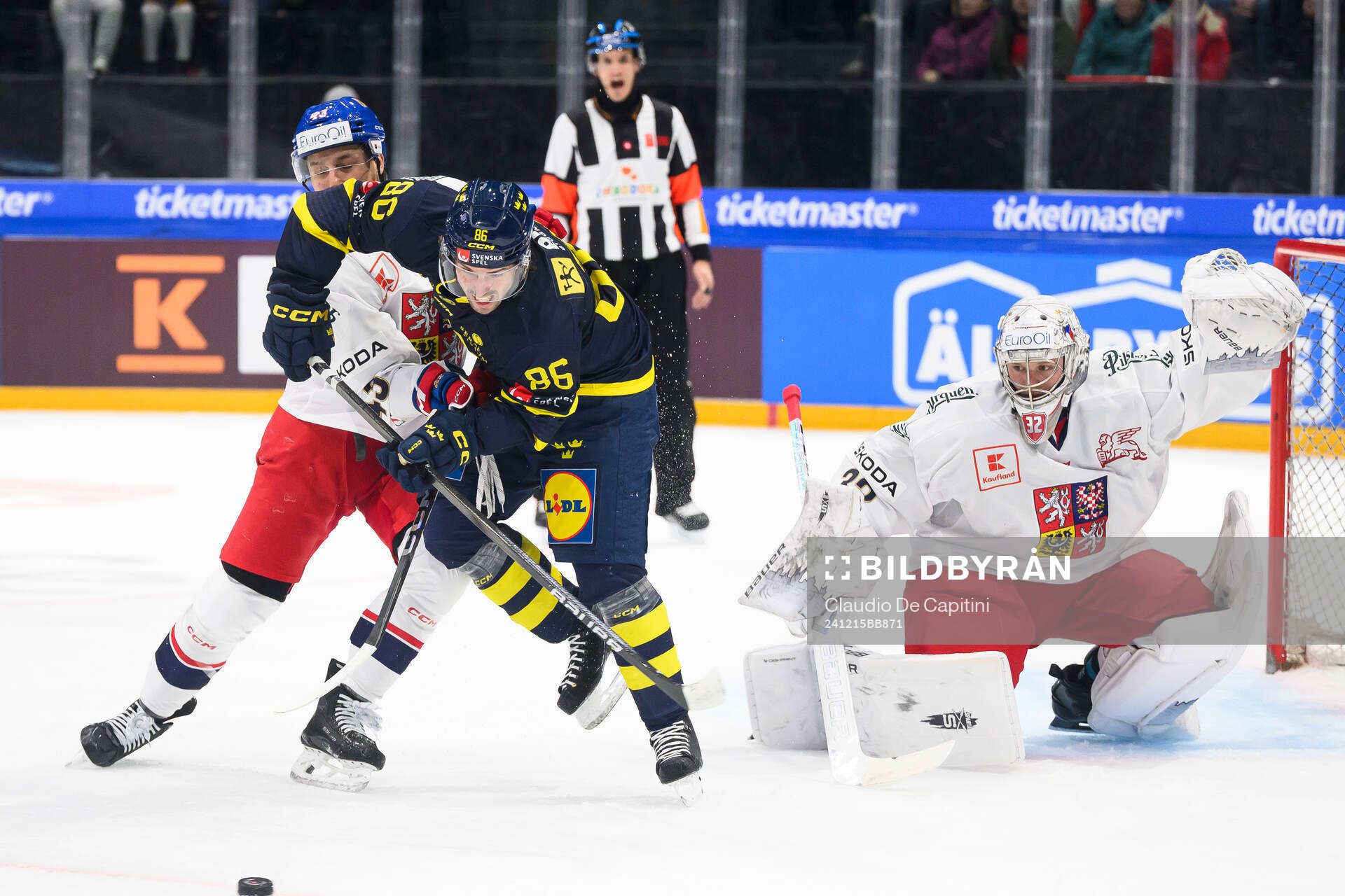 Mathias Bromé of Sweden in the ice hockey game between