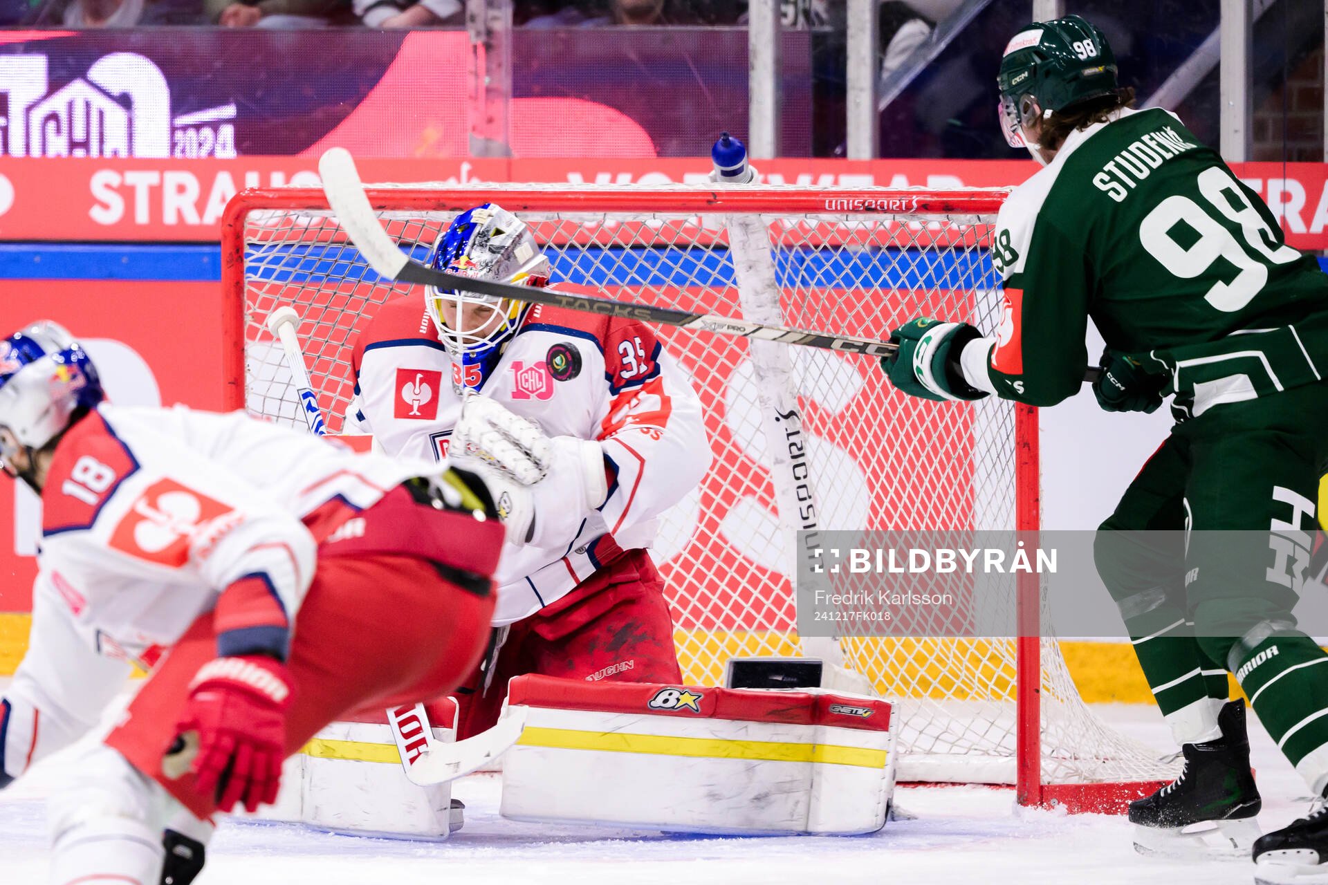 goaltender Atte Tolvanen of EC Red Bull Salzburg and Marian