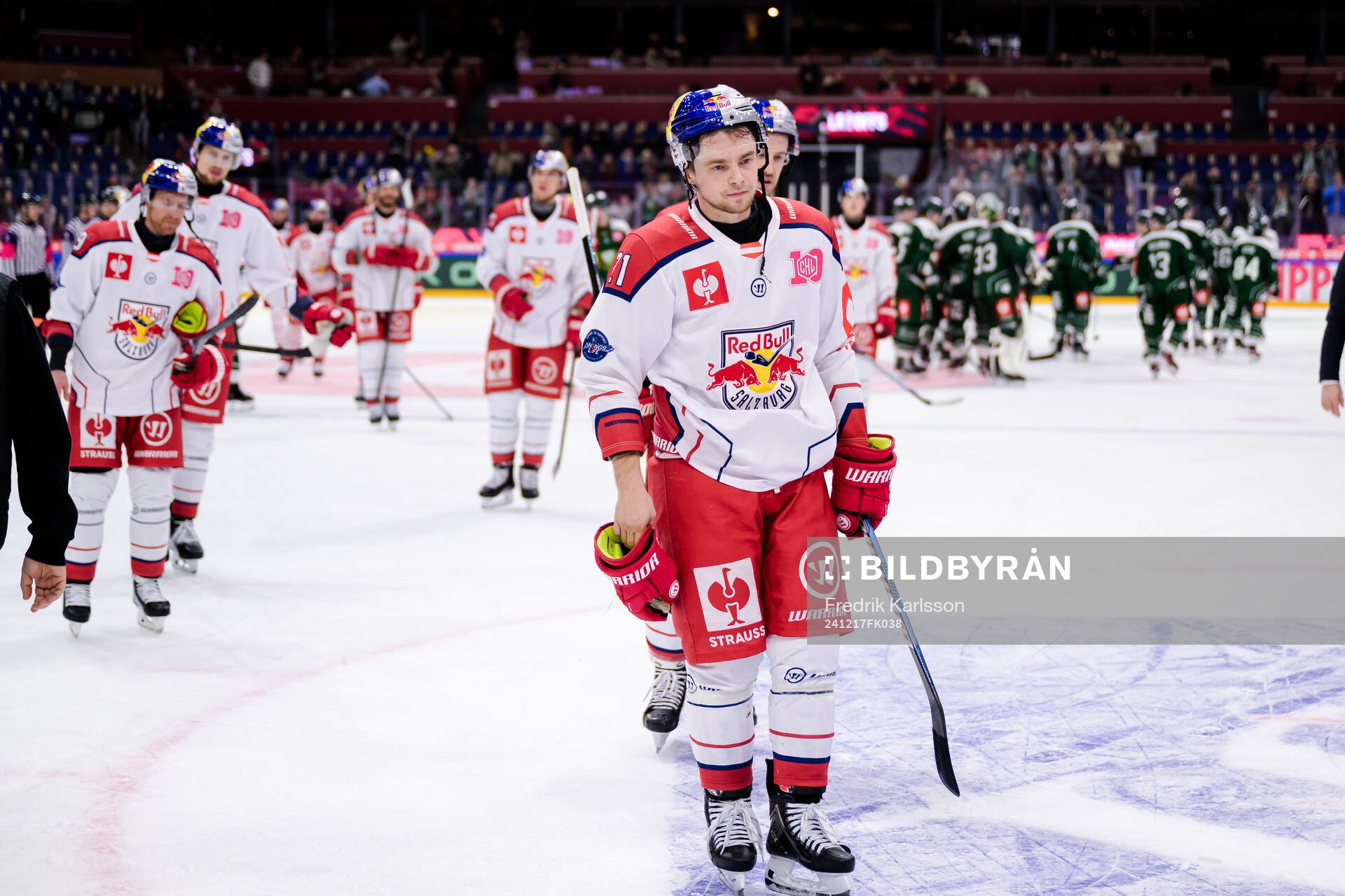 Troy Bourke of EC Red Bull Salzburg looks dejected
