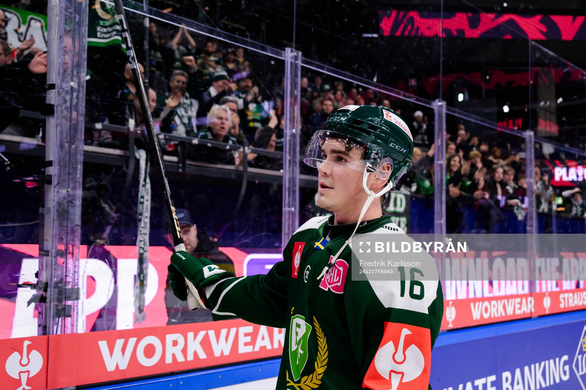 Alexander Ljungkrantz of Färjestad celebrates