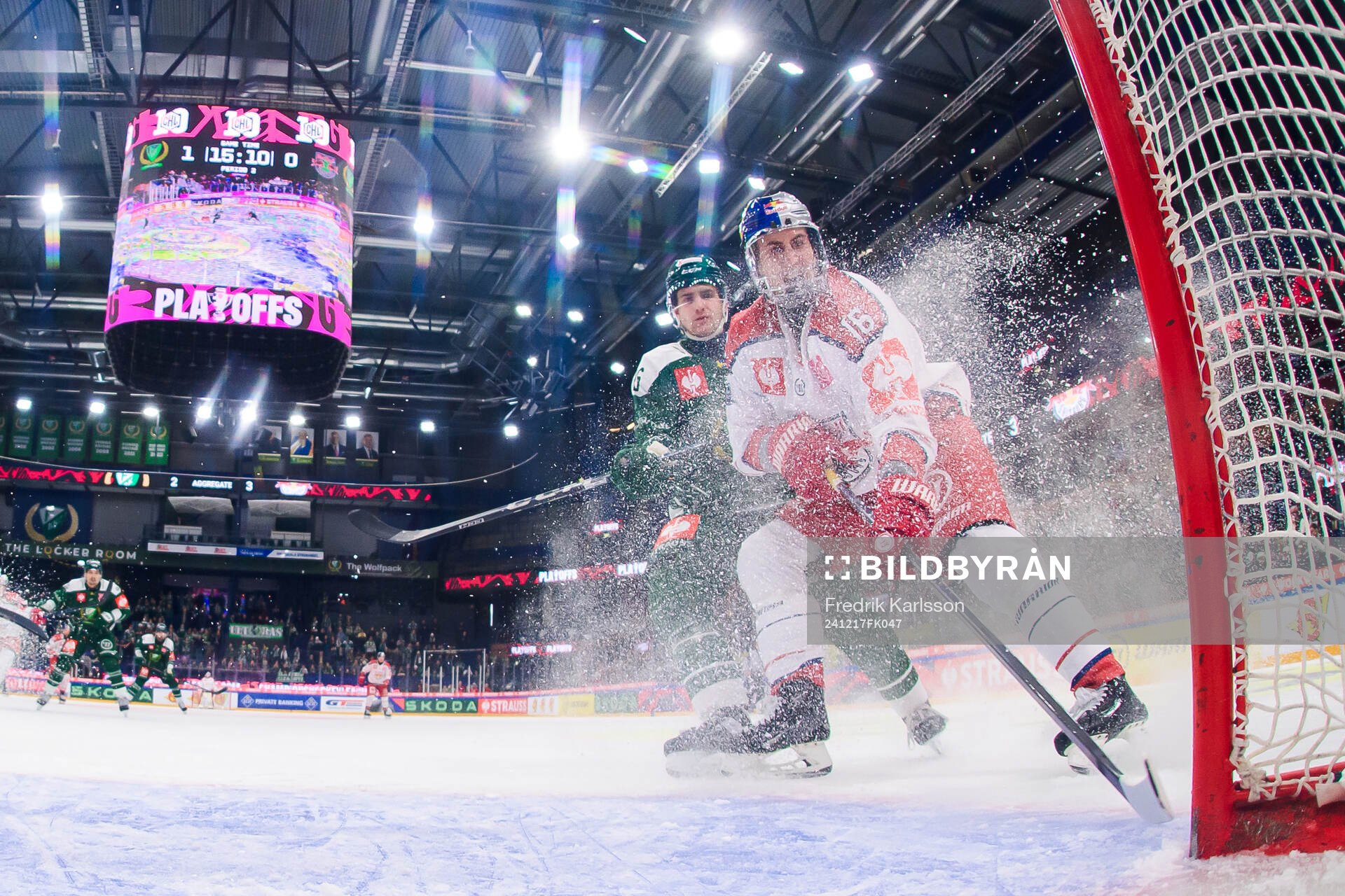 Joel Nyström of Färjestad  and Luca Auer of EC Red Bull