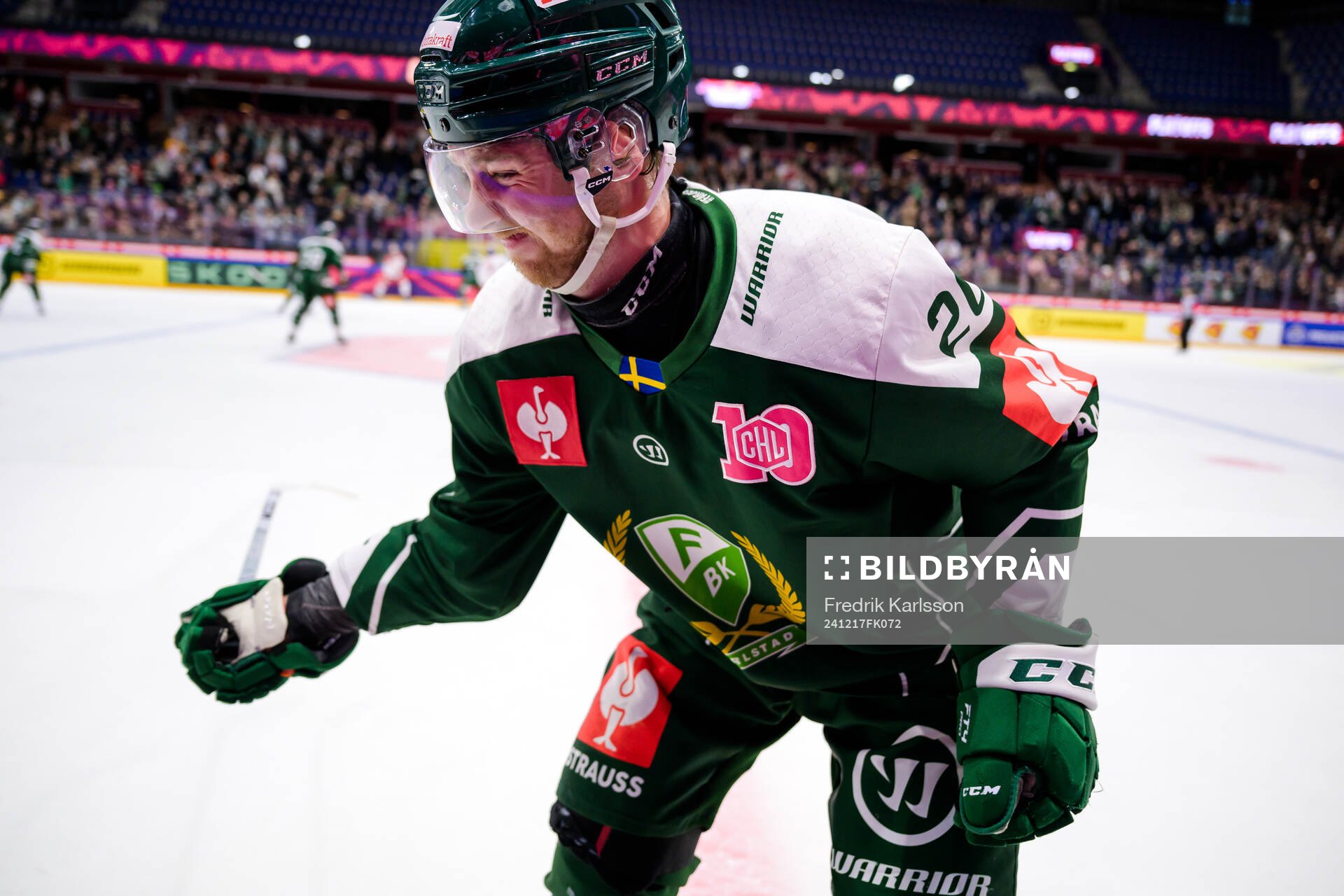 Marcus Westfält of Färjestad  in pain