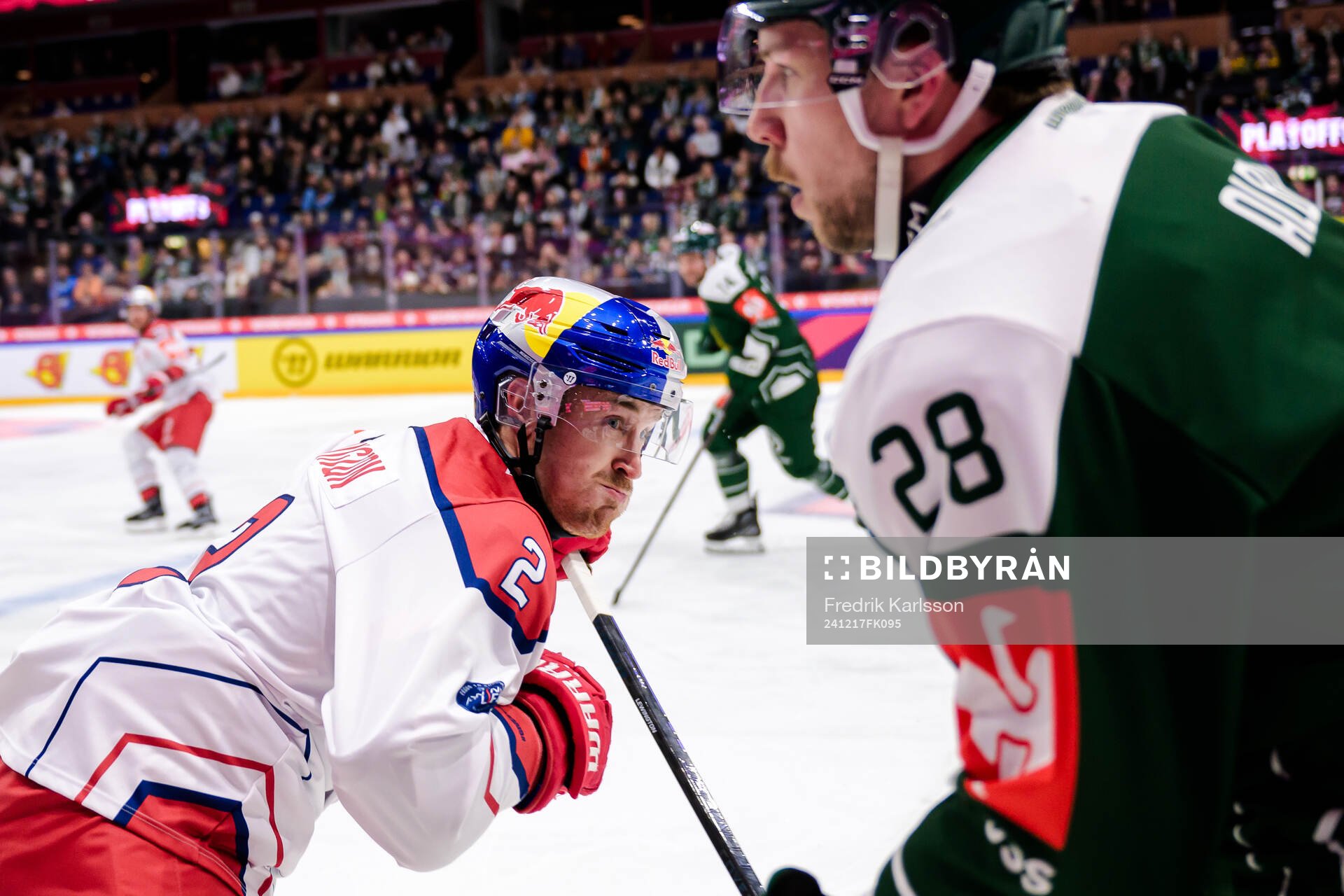 Tyler Lewington of EC Red Bull Salzburg and Emil Alba of