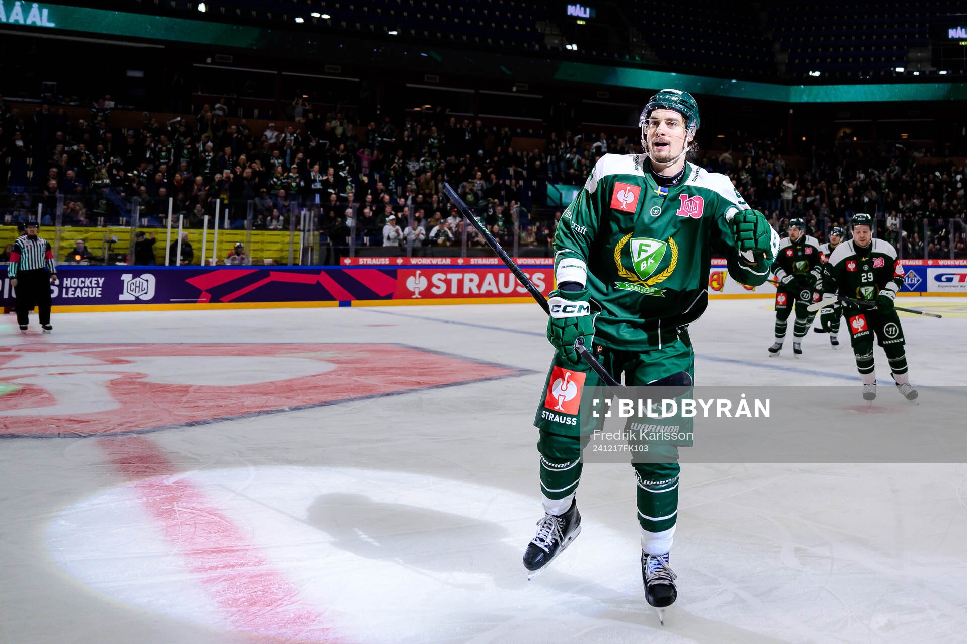 David Tomasek of Färjestad  celebrates