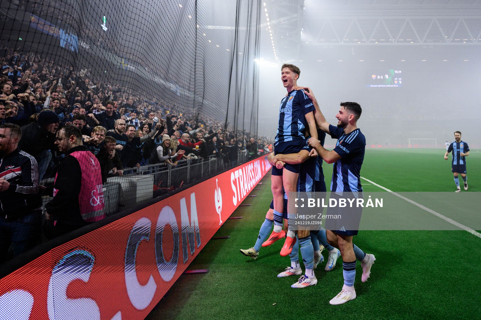 Patric Åslund of Djurgården celebrates with team mates
