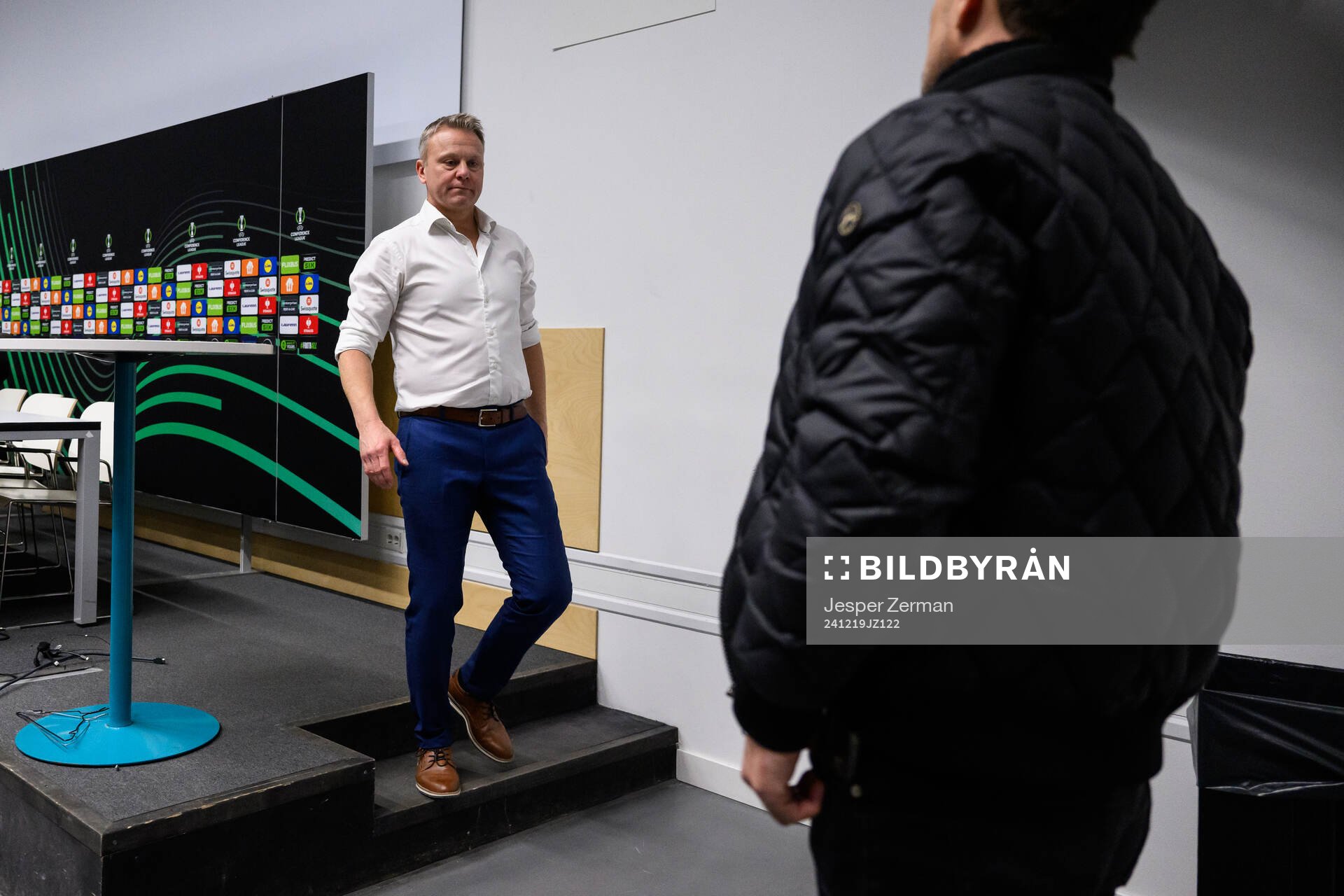 Head coach Roberth Björknesjö of Djurgården at a press