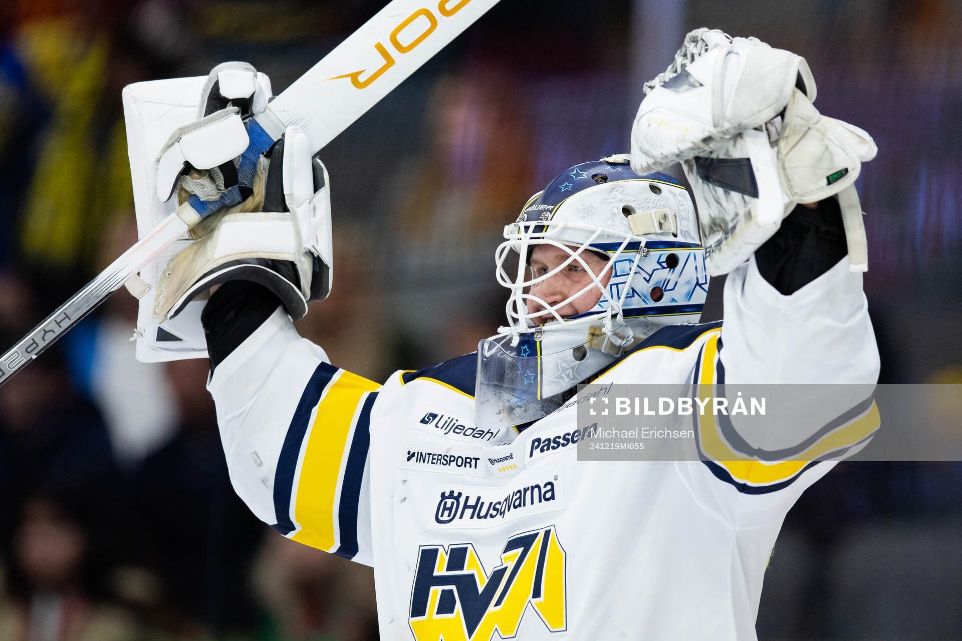 HV71s målvakt Olof Glifford jublar