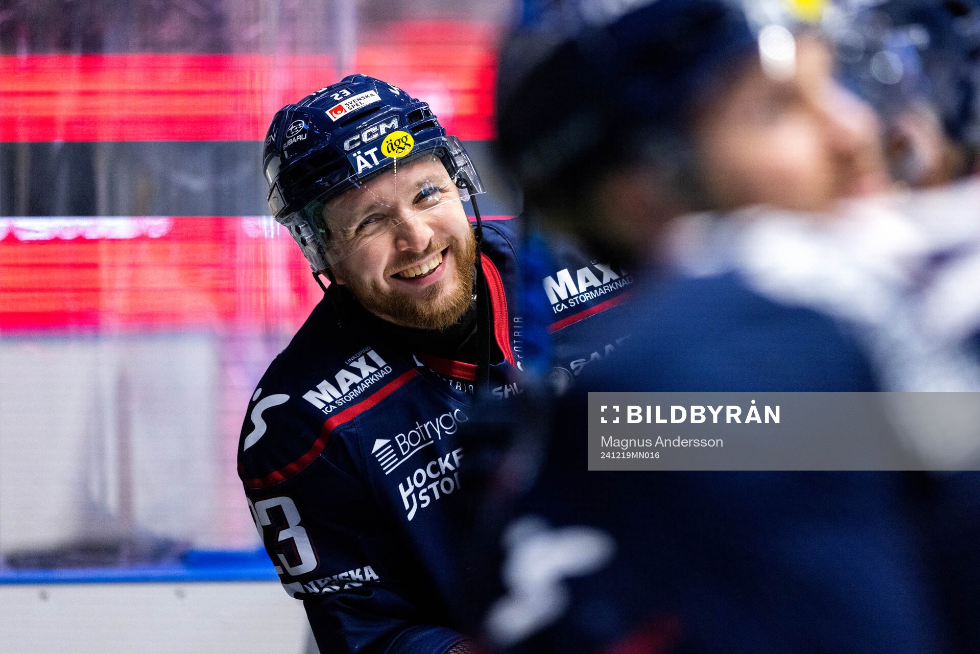 Linköpings Robin Kovacs på uppvärmningen