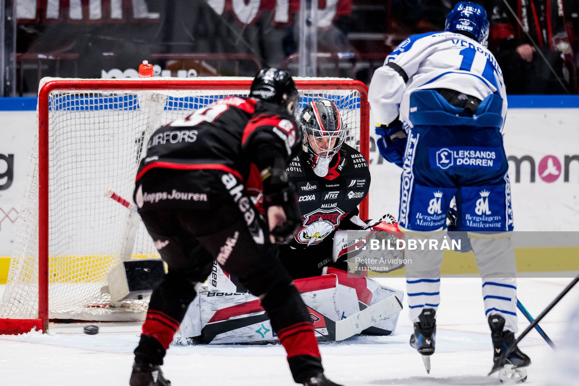 Malmö Redhawks målvakt Marek Langhamer och Leksands Max