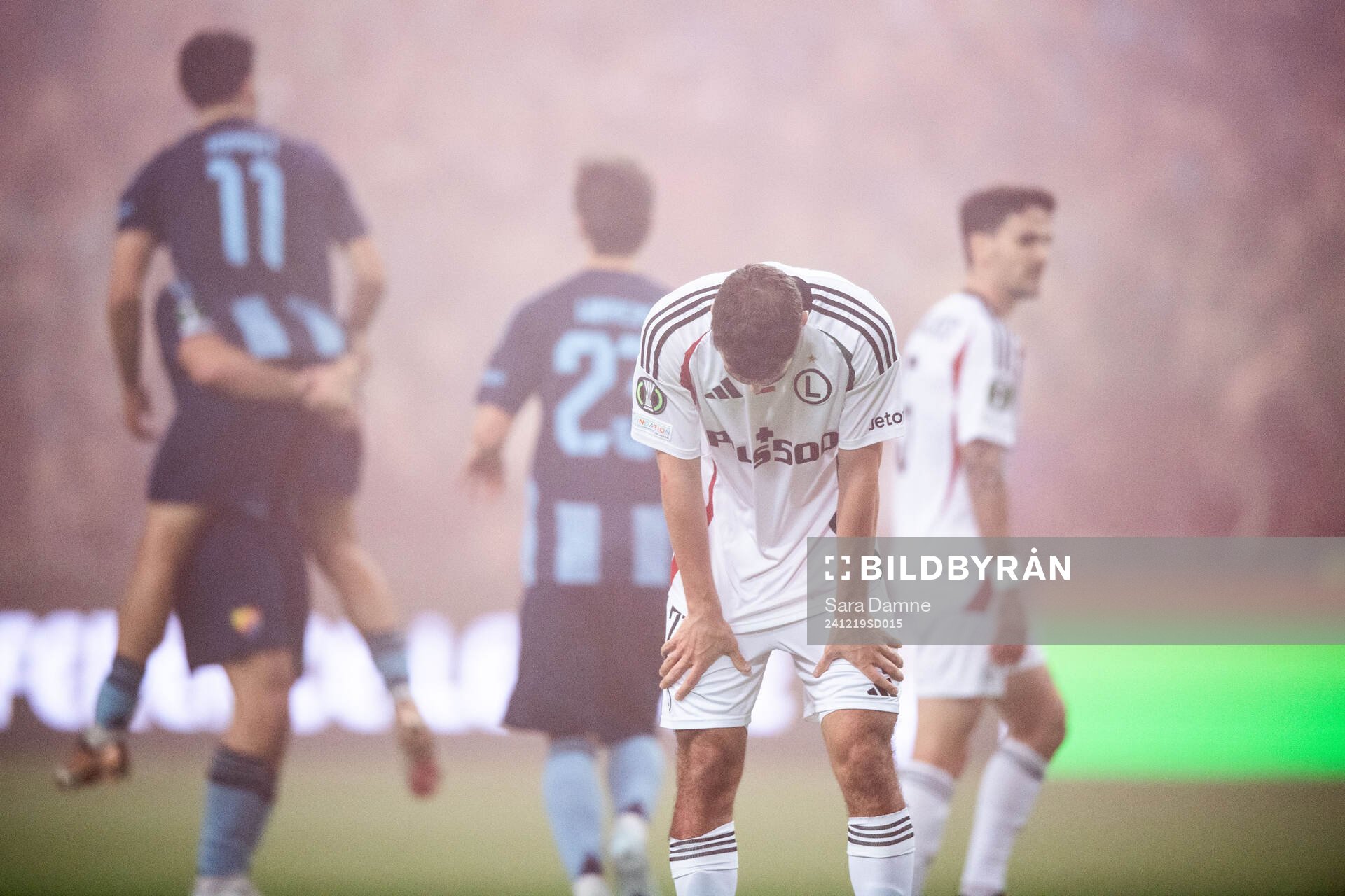 Jurgen Celhaka of Legia Warszawa looks dejected