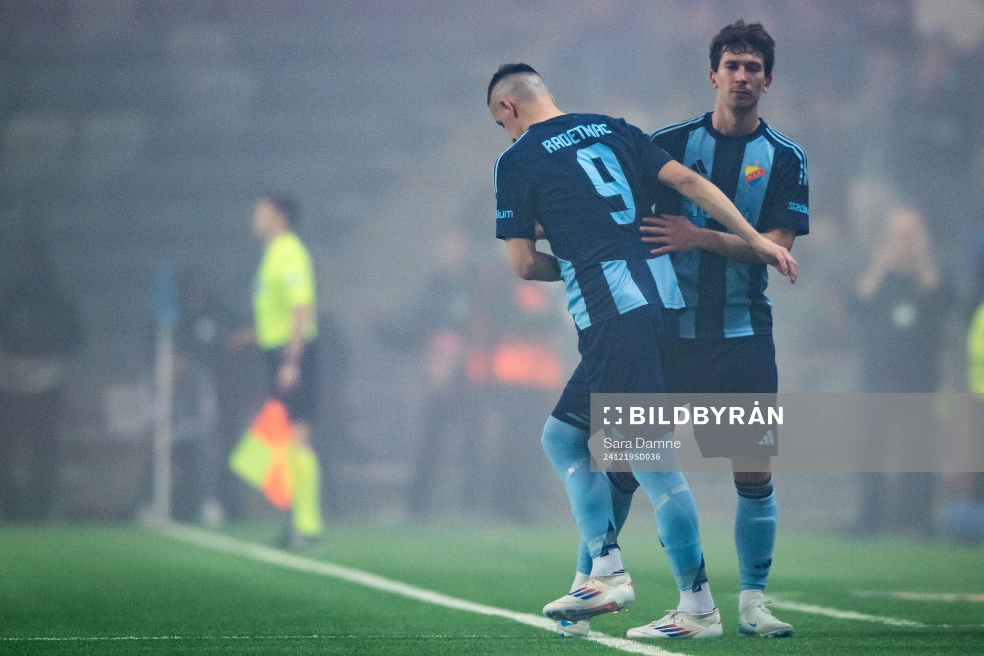 Gustav Wikheim and Haris Radetinac of Djurgården