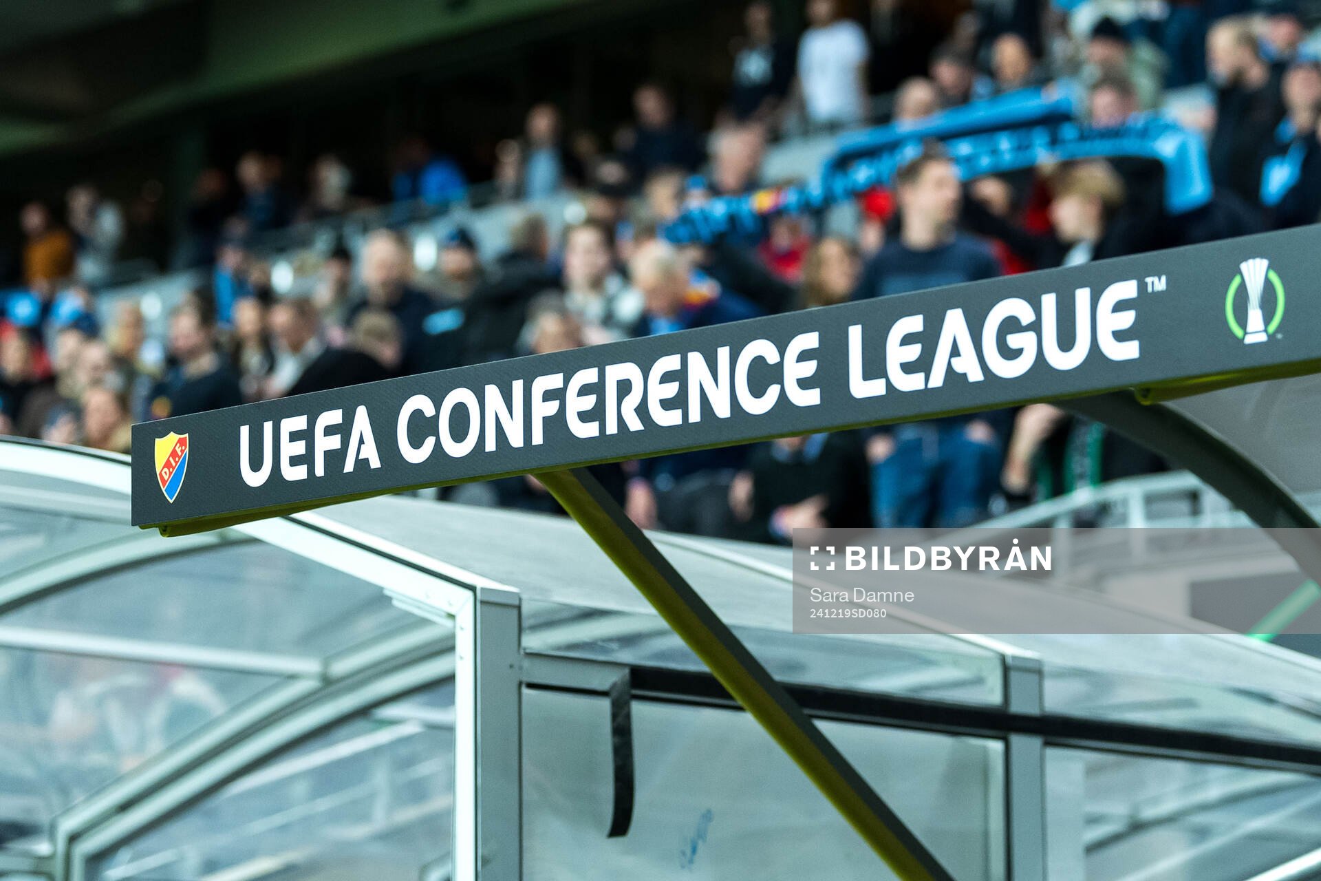 UEFA Conference League logo at Tele2 Arena