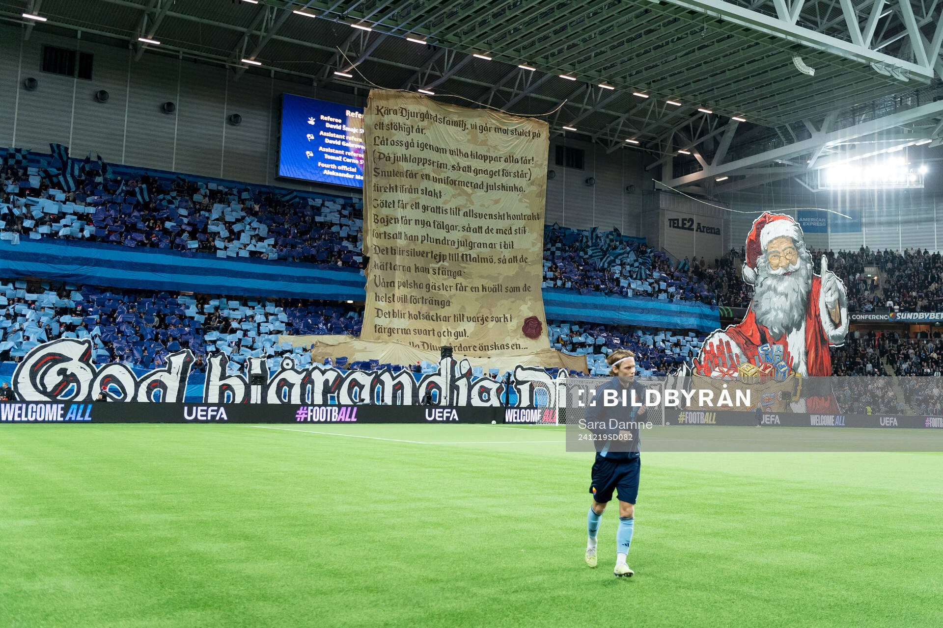 Supporters of Djurgården with a tifo
