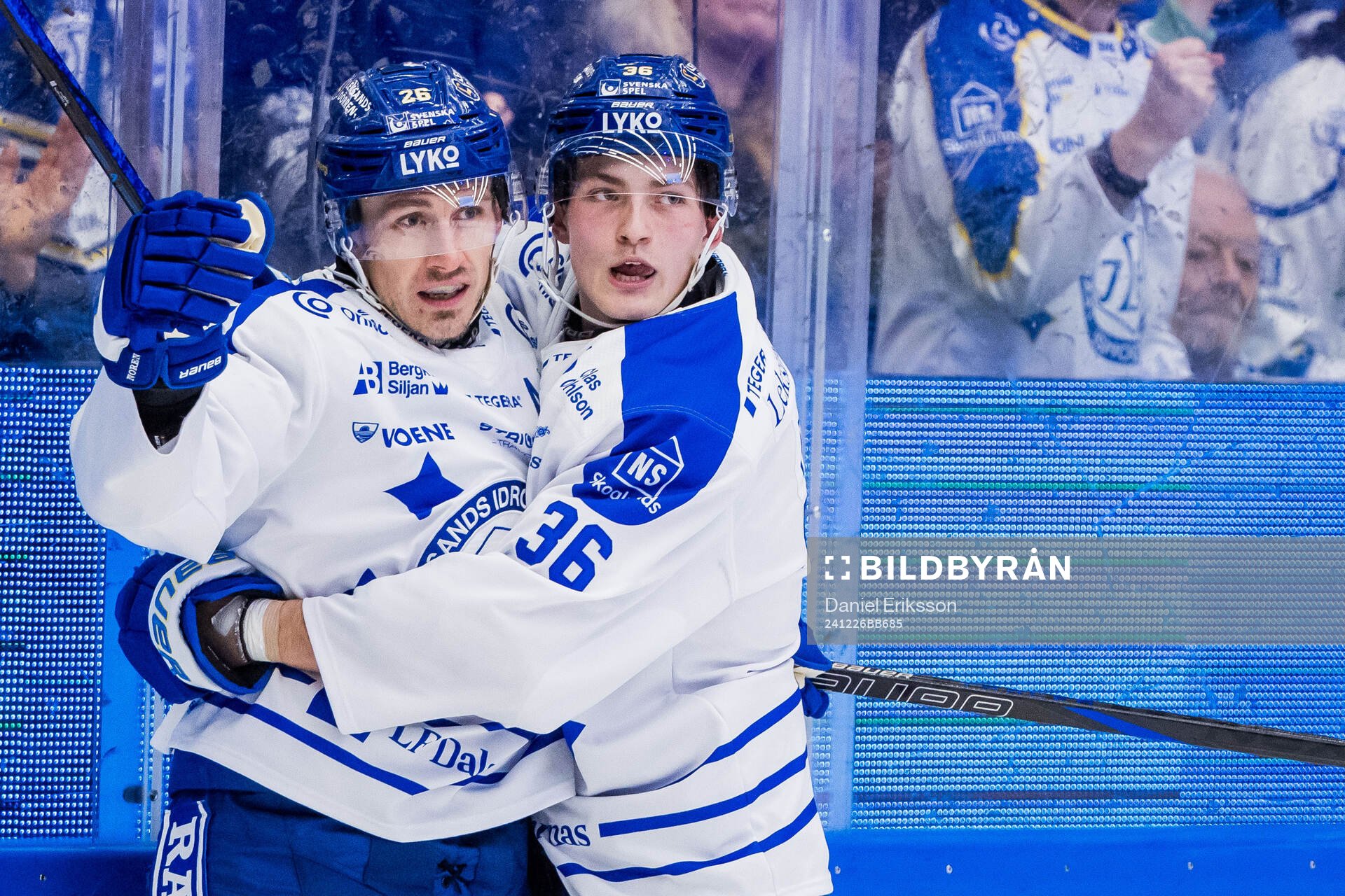 Leksands Patrik Norén jublar med Hannes Hellberg