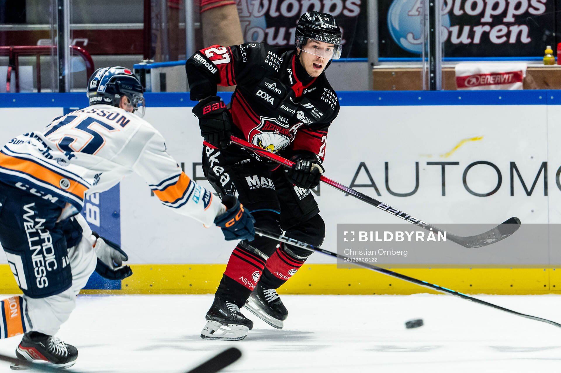 Malmö Redhawks Henrik Haapala och Växjös Filip Eriksson