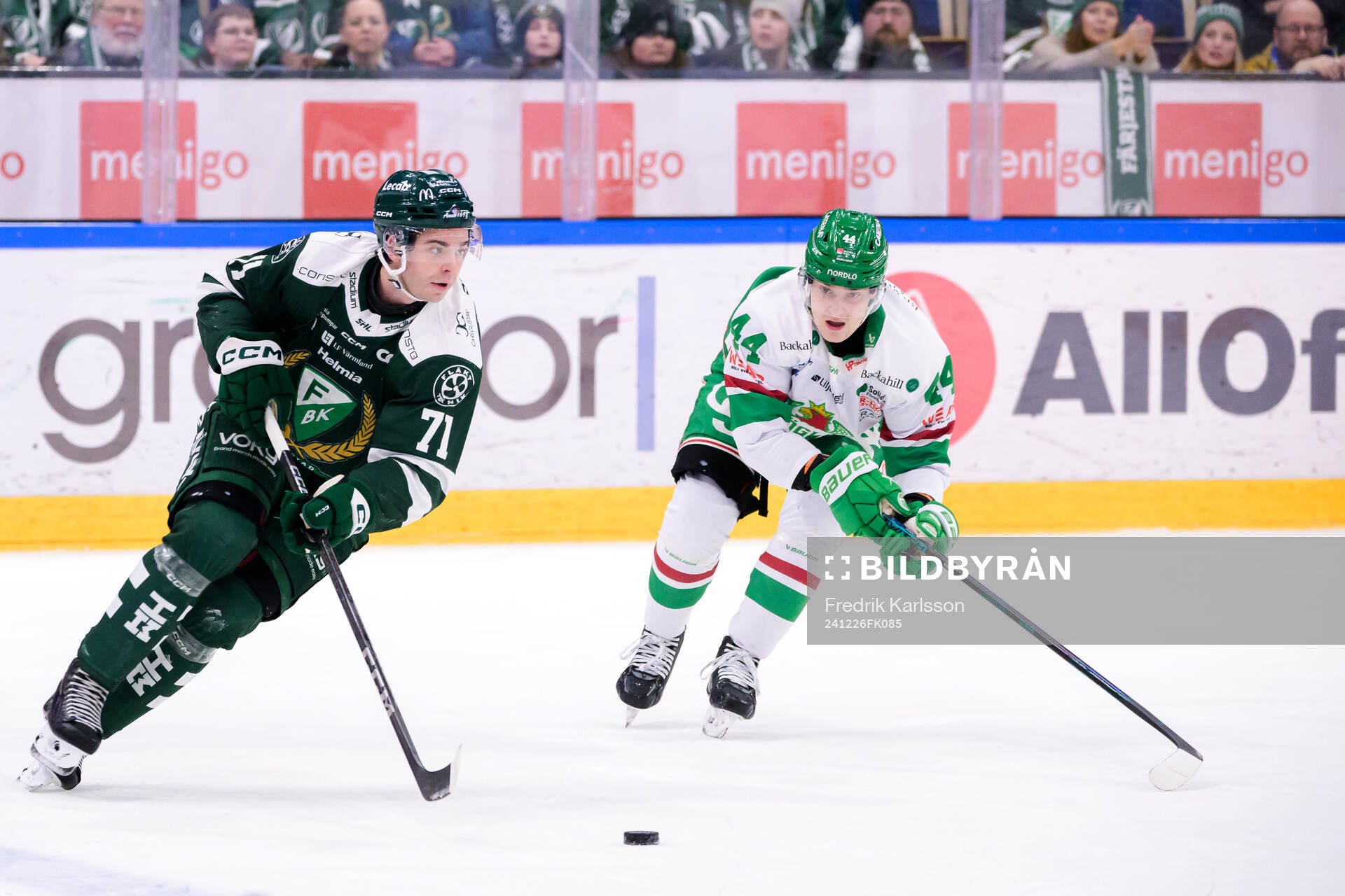 Färjestads Viktor Lodin och Rögles Jacob Peterson