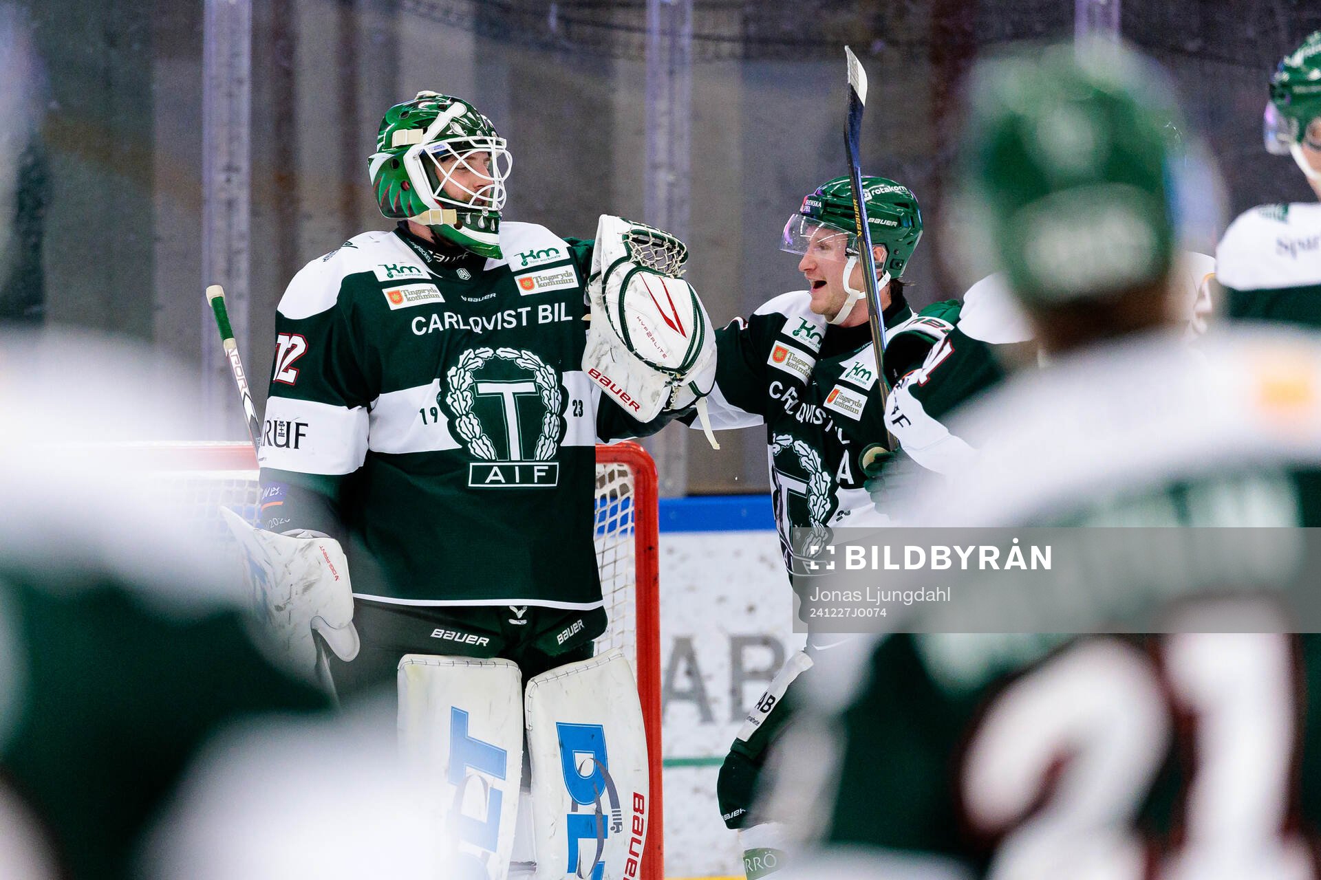 Tingsryds målvakt Pontus Eltonius och Kevin Ekman Larsson