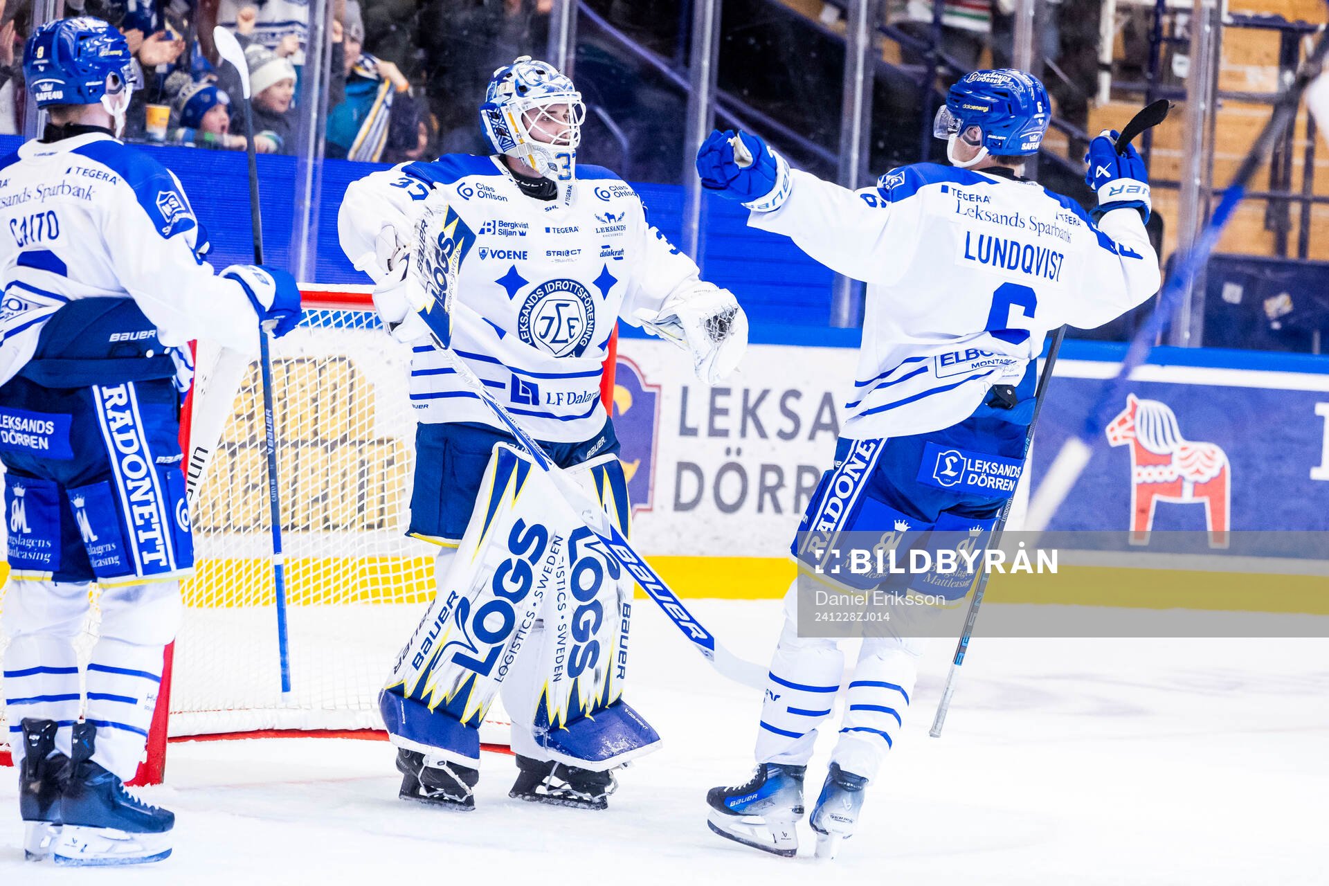 Leksands målvakt Jakob Hellsten och Alexander Lundqvist