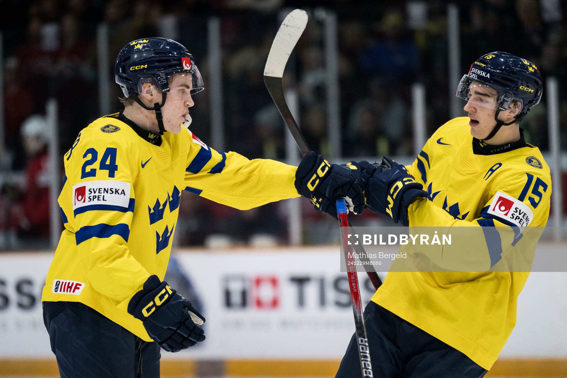 Tom Willander of Sweden celebrates with David Edstrom