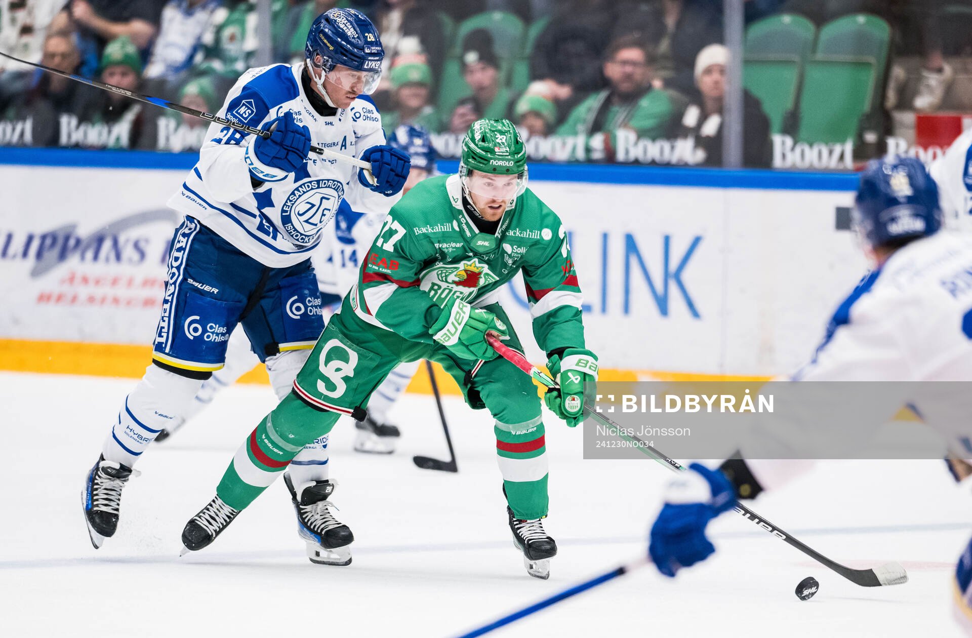 Leksands Justin Glenn Kloos och Rögles Linus Sjödin