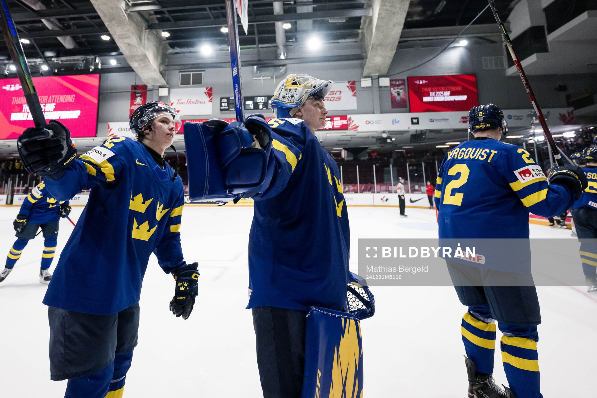 Isac Hedqvist and Goalkeeper Melker Thelin of Sweden
