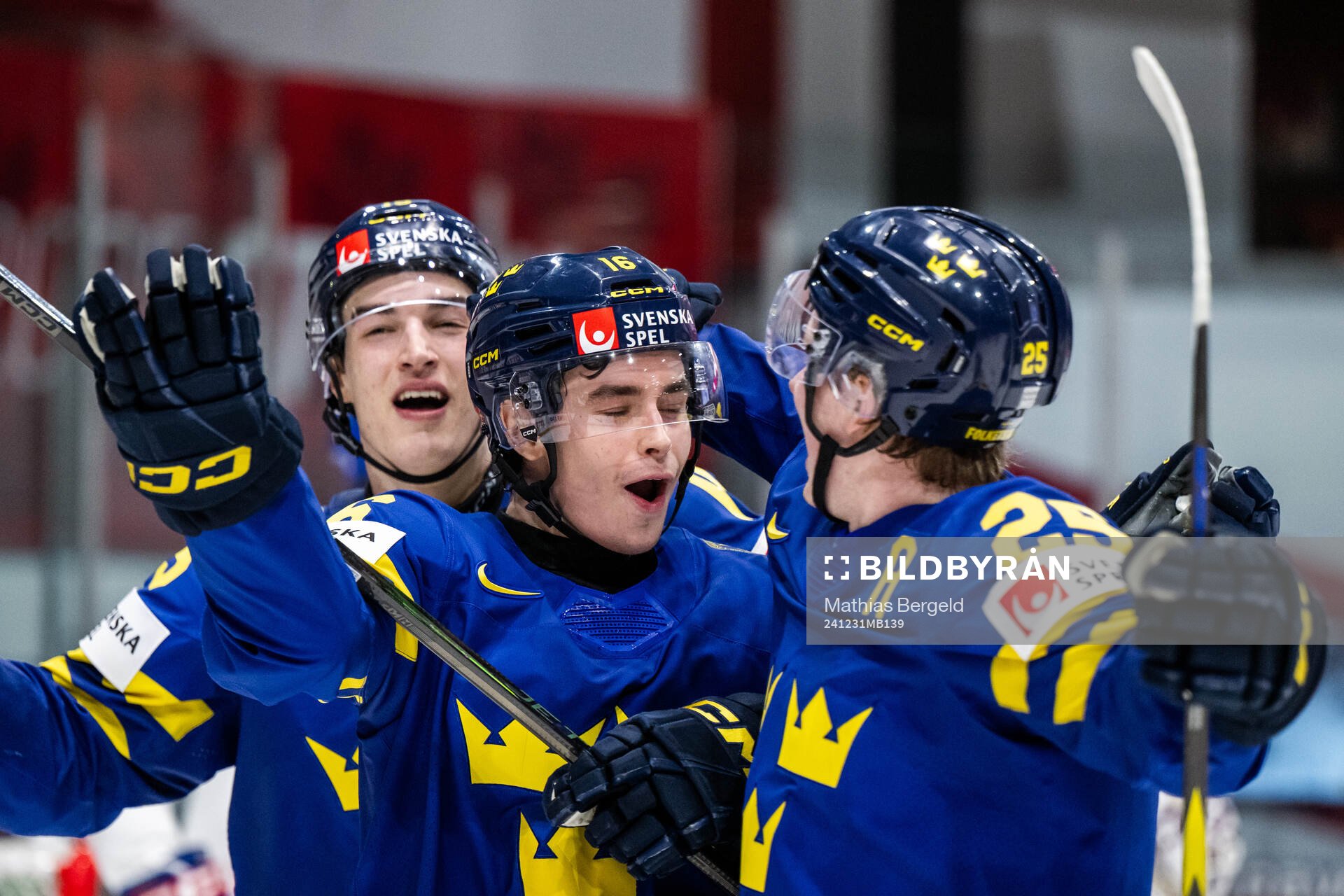 Felix Unger Sörum of Sweden celebrates with Otto Stenberg