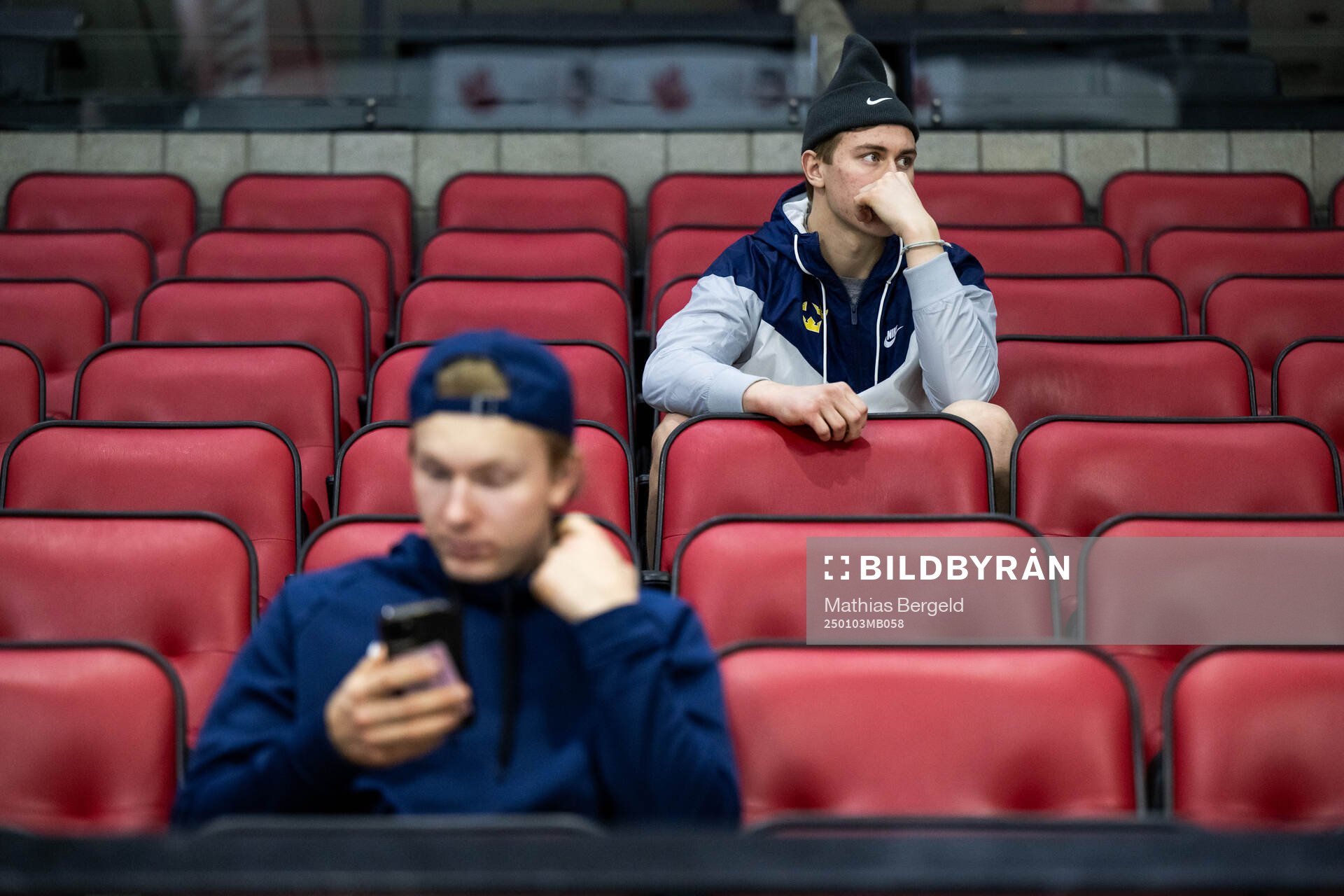 Otto Stenberg and Herman Träff of Sweden watch a practice