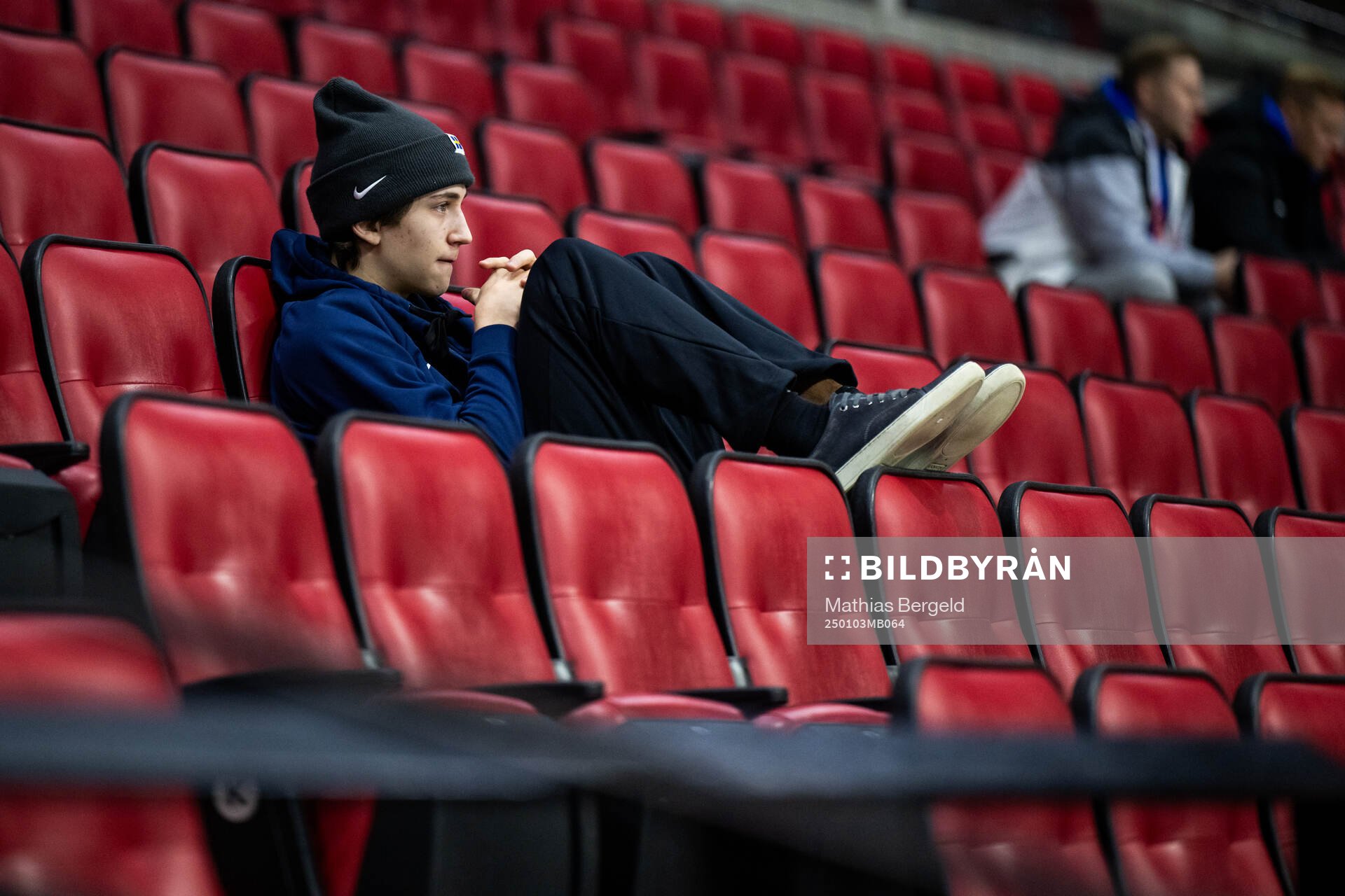 Victor Eklund of Sweden watches a practice session of the