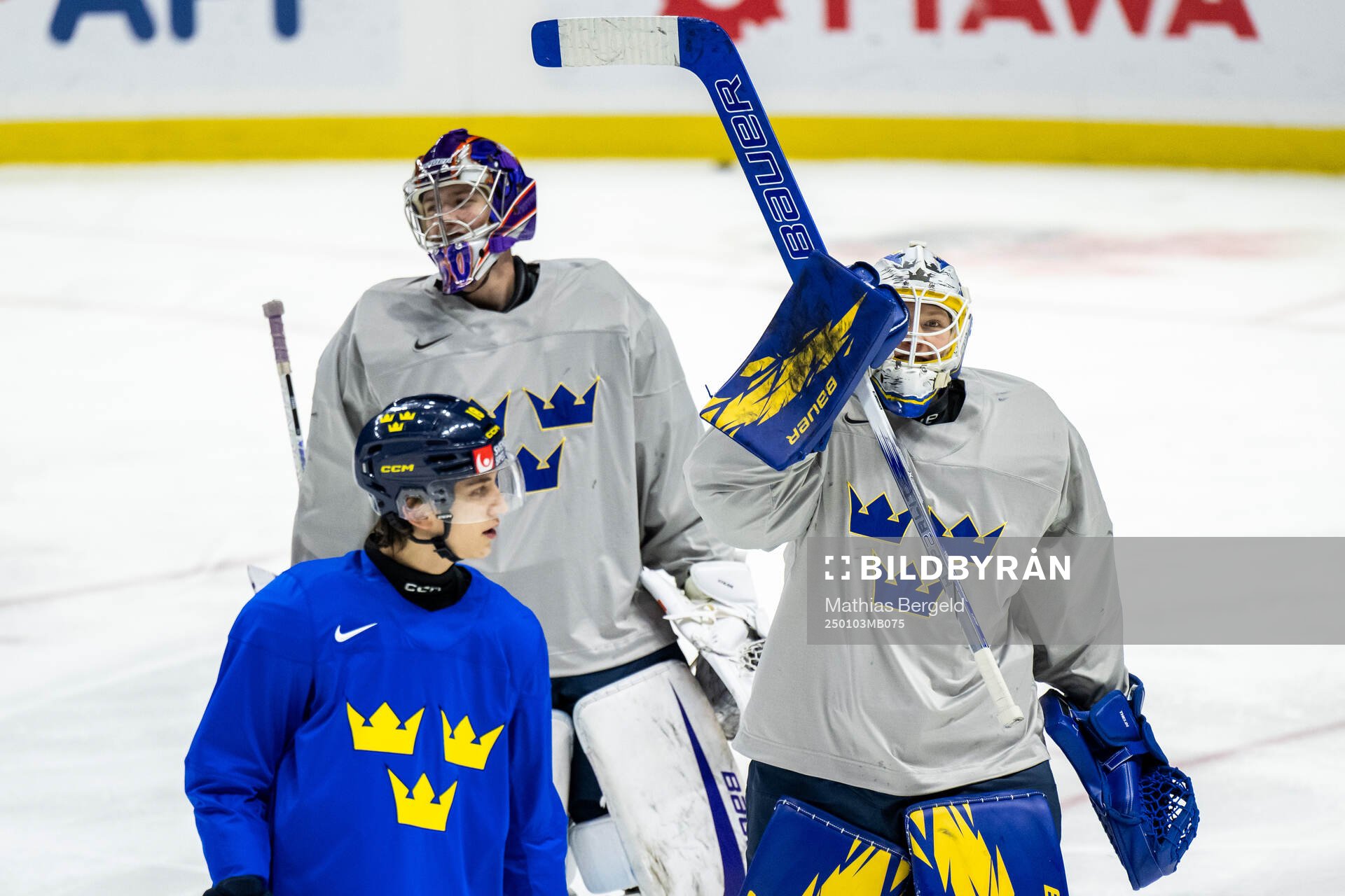Goaltender Melker Thelin and goaltender Marcus Gidlöf and