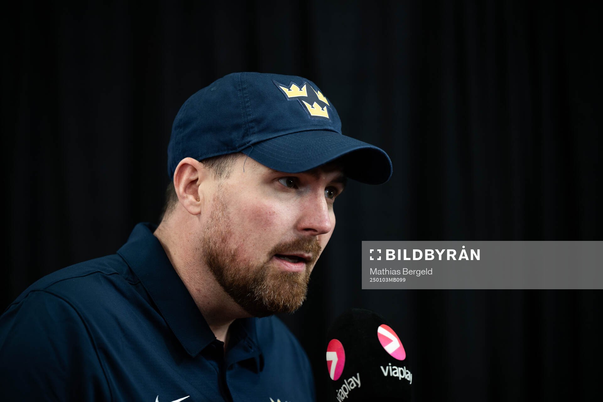 Assistant coach Gereon Dahlgren of Sweden is interviewed