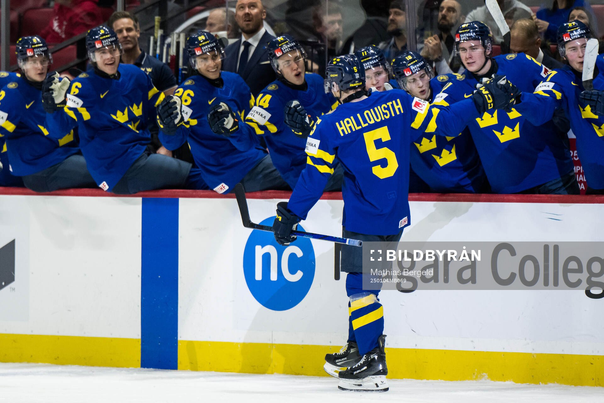 Wilhelm Hallquist of Sweden celebrate with teammates
