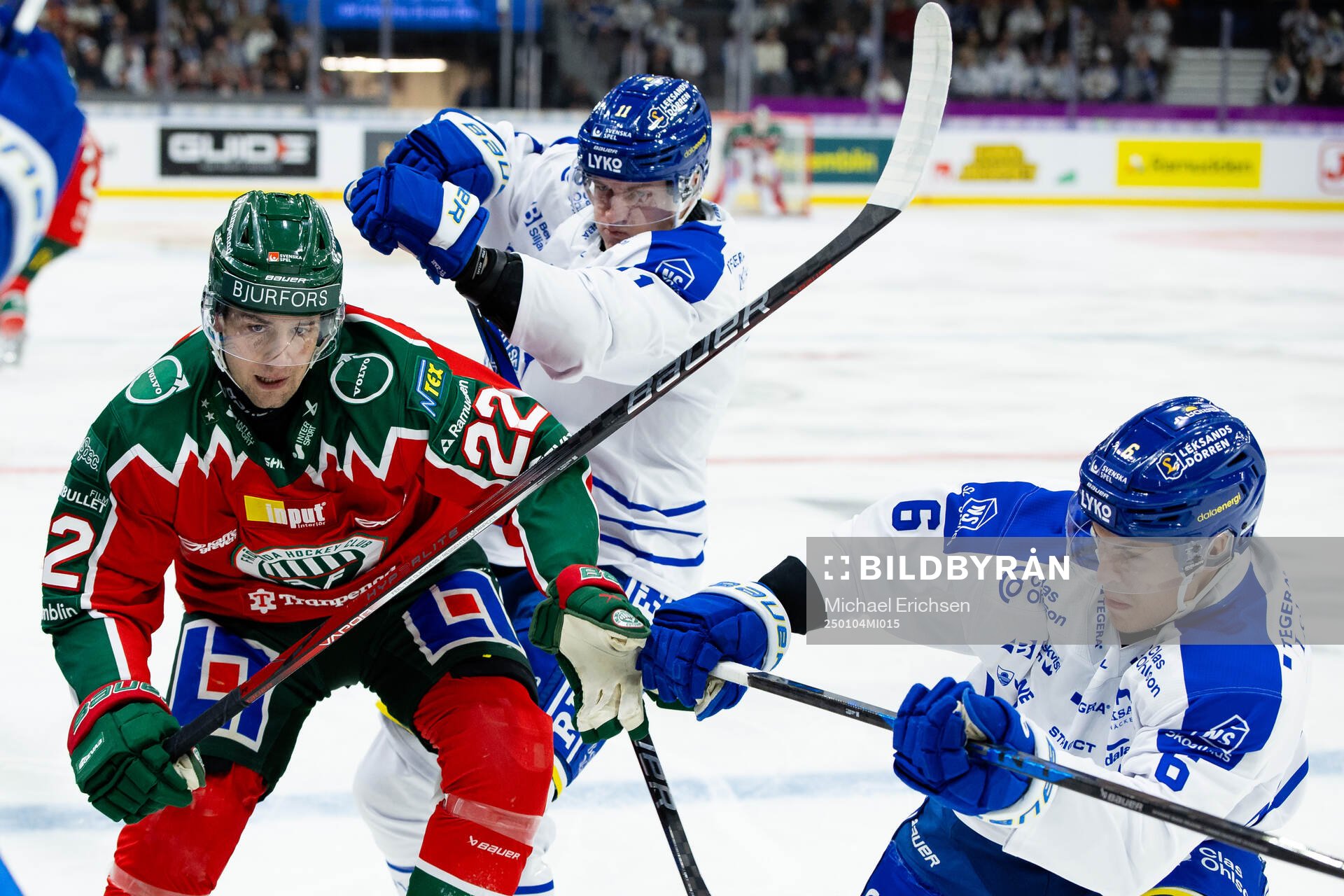 Frölundas Linus Nässén mot Leksands Martin Karlsson och