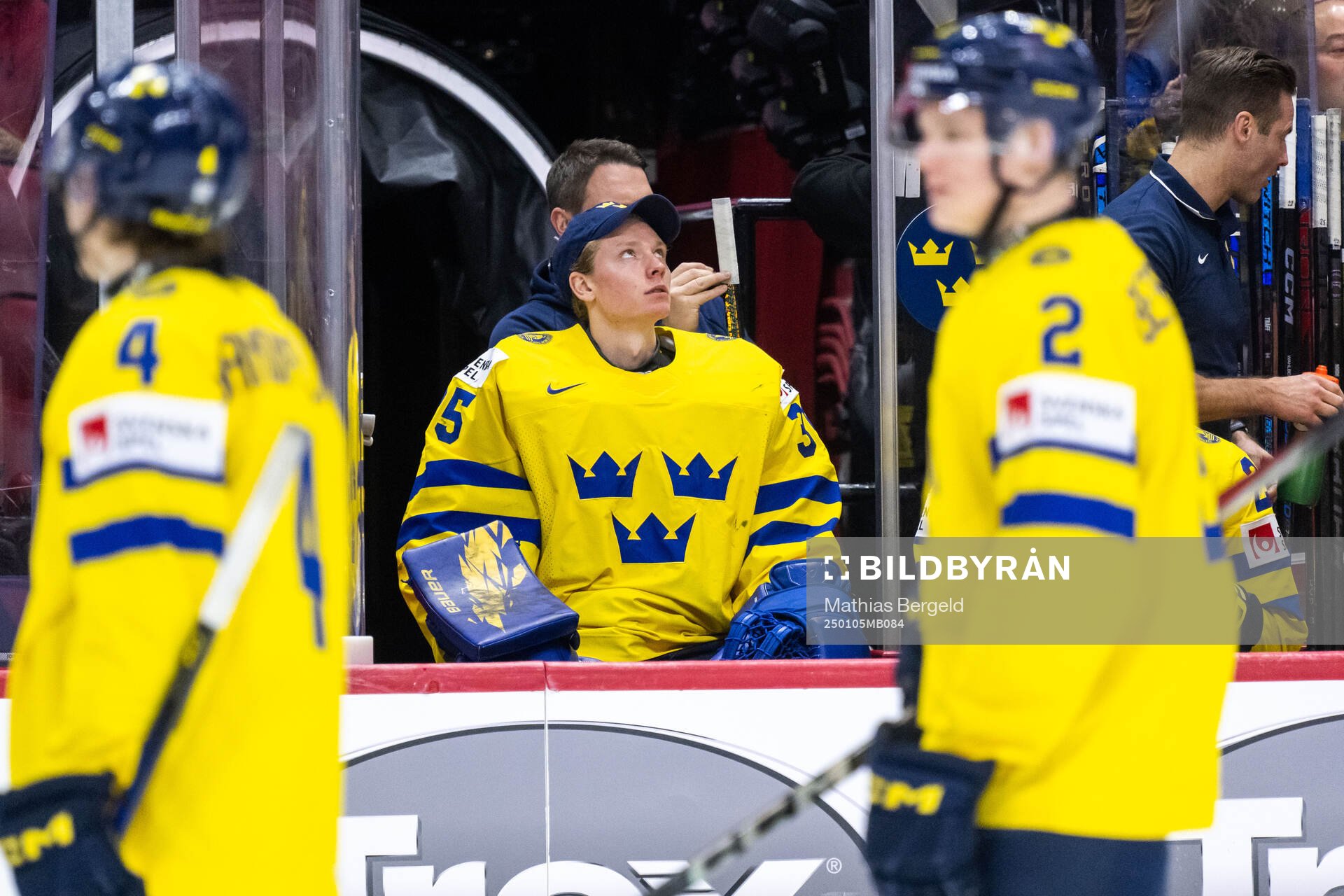 Goaltender Melker Thelin of Sweden