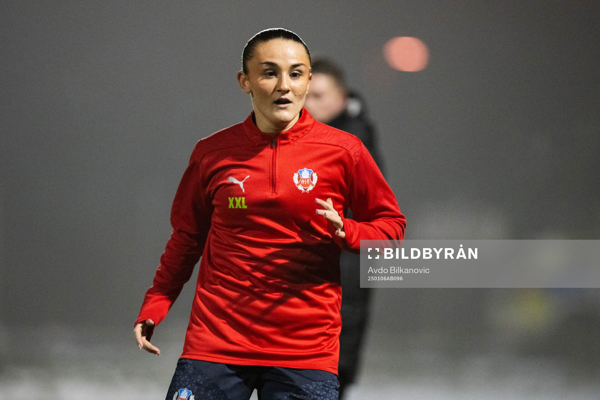 Helsingbirgs Cassandra Paulsson under en gemensam fotbollsträning med Helsingborgs herr och damlag den 6 januari 2025 i Helsingborg. 
