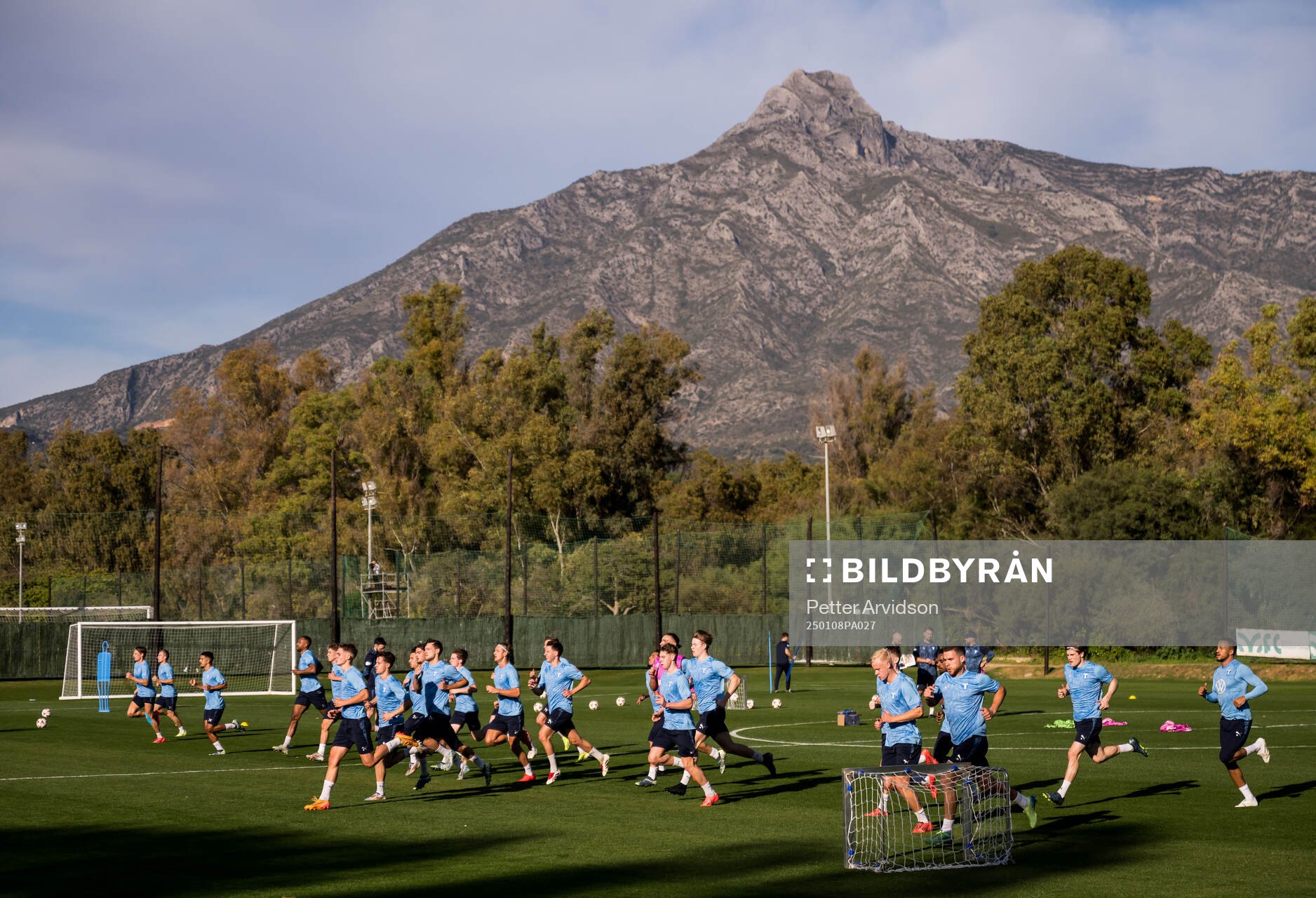 Malmö FFs spelare under en fotbollsträning med Malmö FF den 8 januari 2025 i Puerto Banus. 