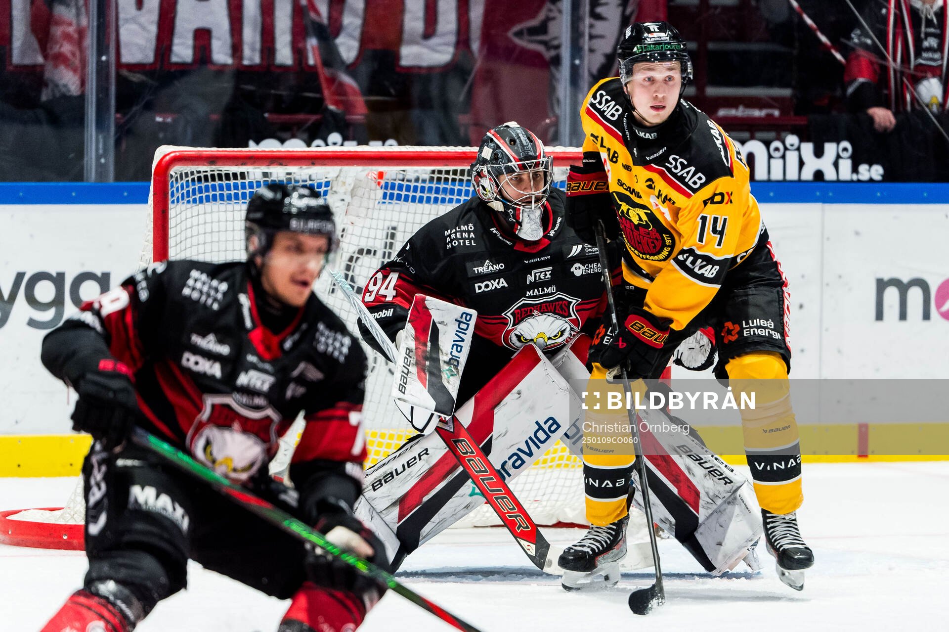 Malmö Redhawks målvakt Marek Langhamer och Luleås Jonas