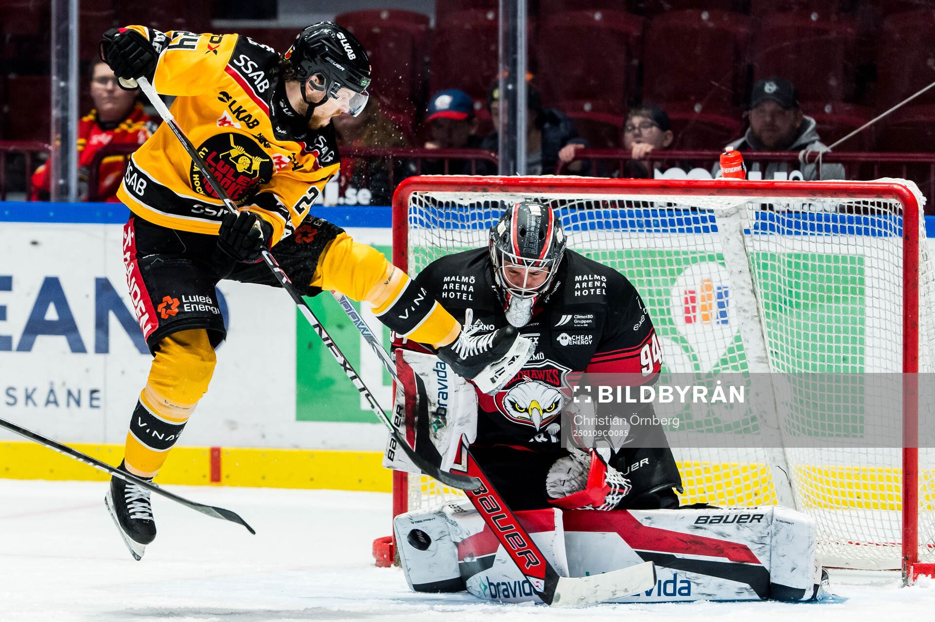 Luleås Brendan Shinnimin och Malmö Redhawks målvakt