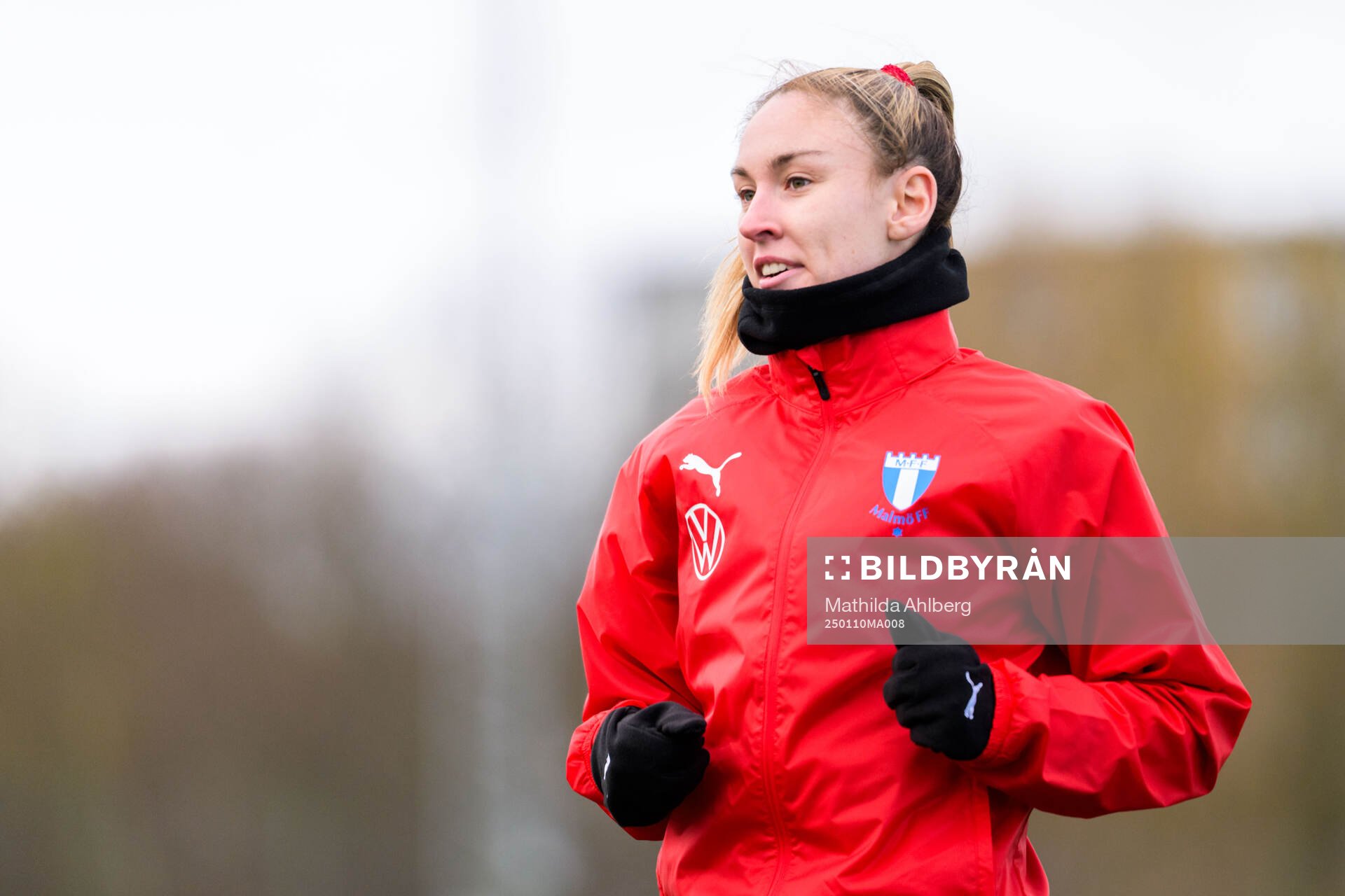 Malmö FFs målvakt Moa Öhman under en träning med Malmö FF den 10 januari 2025 i Malmö. 