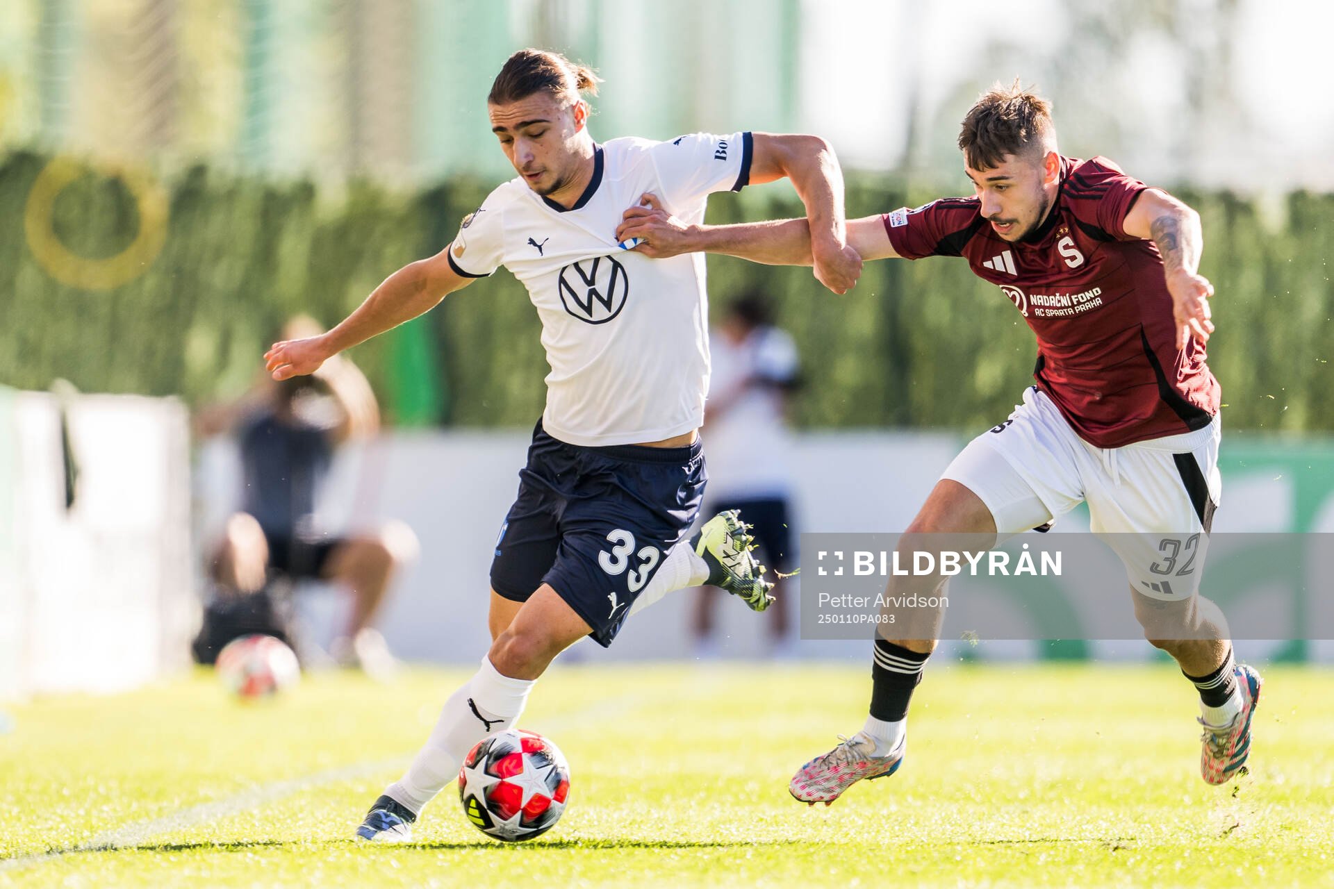 Elison Makolli of Malmö FF and Matej Rynes of Sparta Prag
