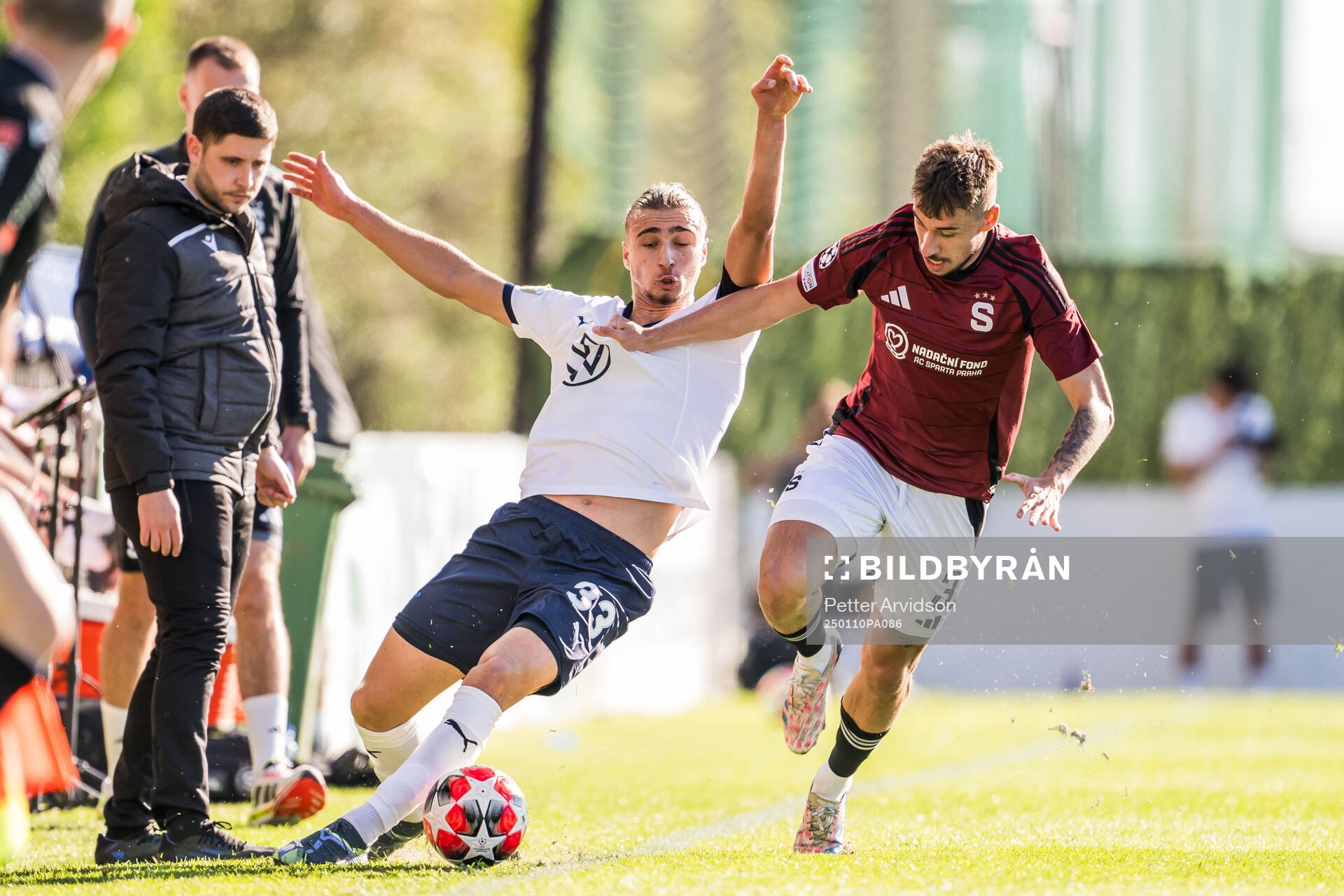 Elison Makolli of Malmö FF and Matej Rynes of Sparta Prag
