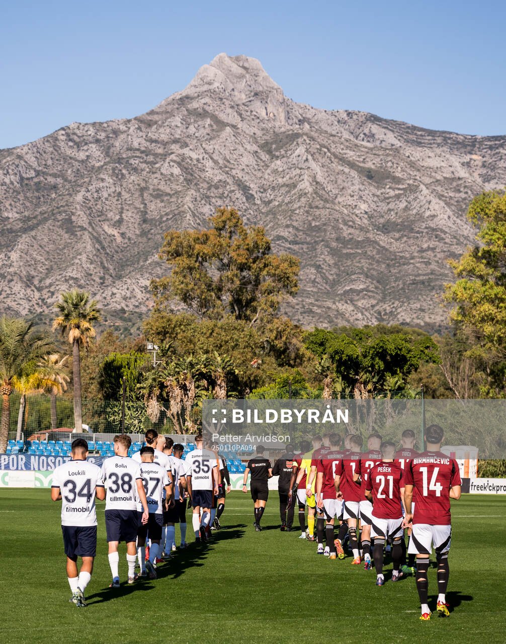 The players enter the pitch