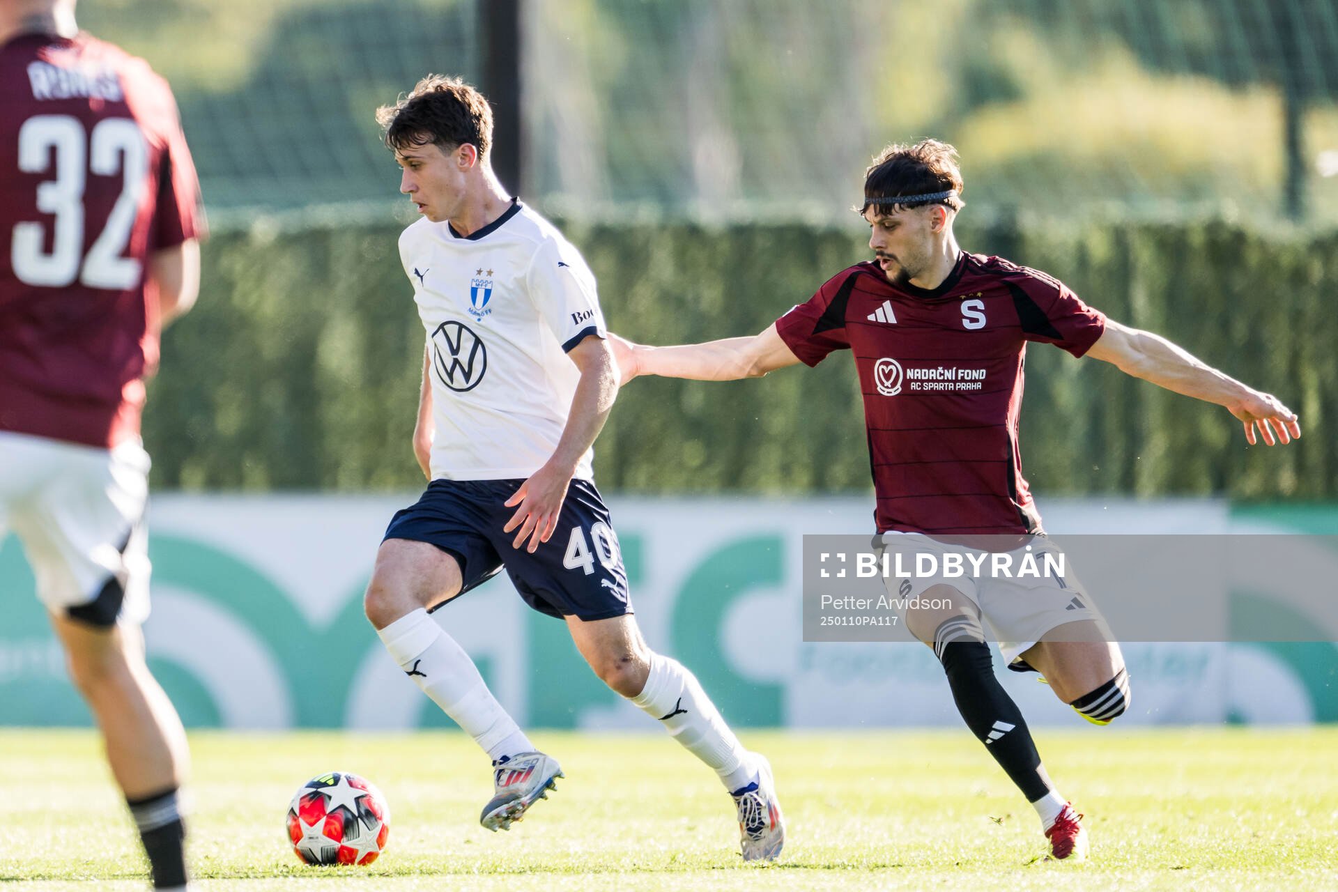 Kenan Busuladzic of Malmö FF and Veljko Birmancevic of Sparta Prag during the friendly football match between Malmö FF and Sparta Prag on January 10, 2025 in Puerto Banus.