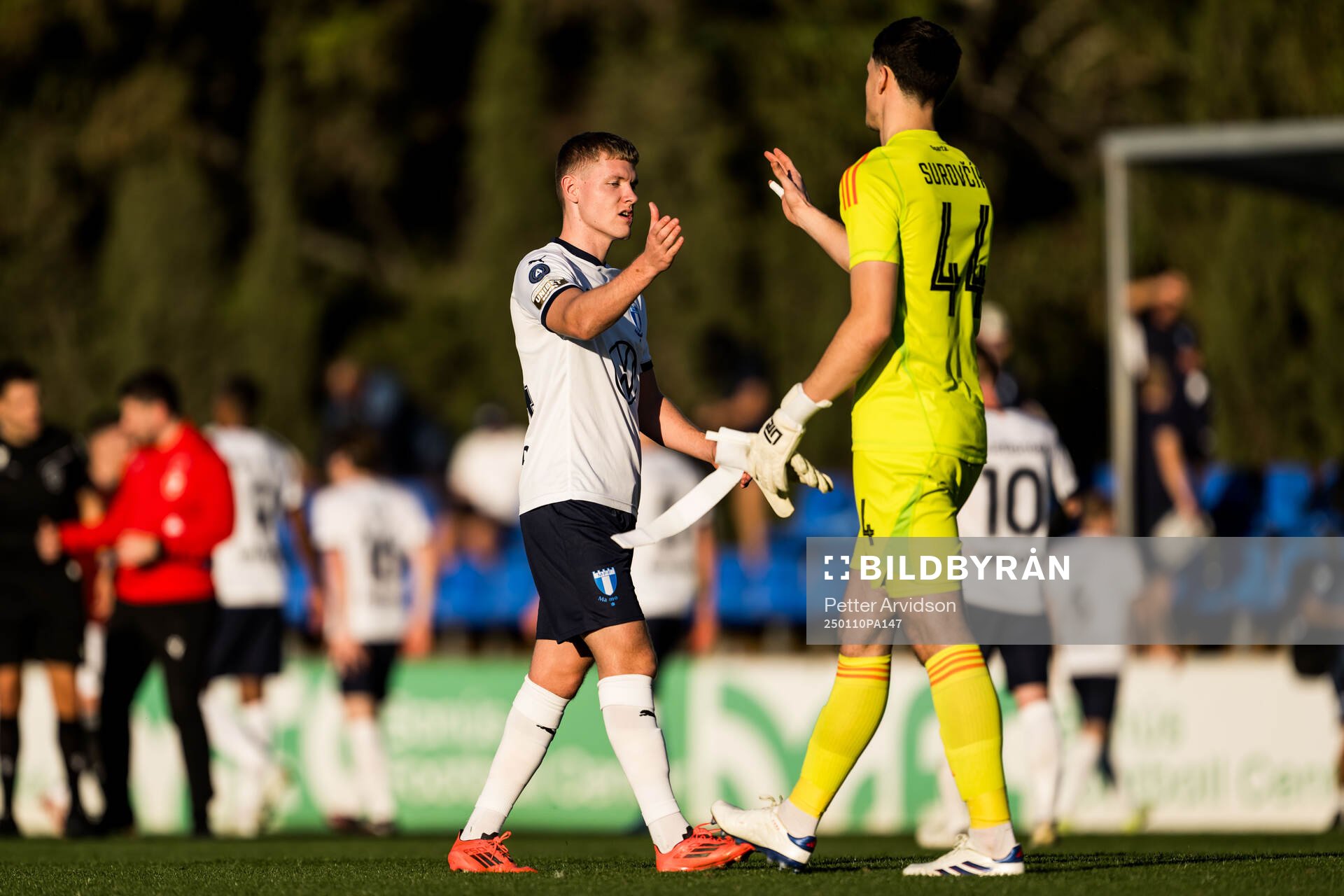 Sebastian Jörgensen of Malmö FF and Goalkeeper Jakub