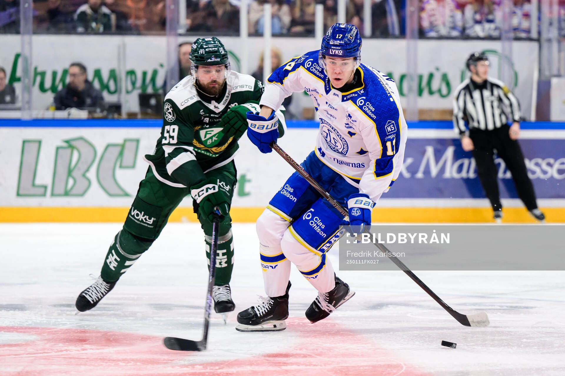 Färjestads Linus Johansson och Leksands Dennis Altörn