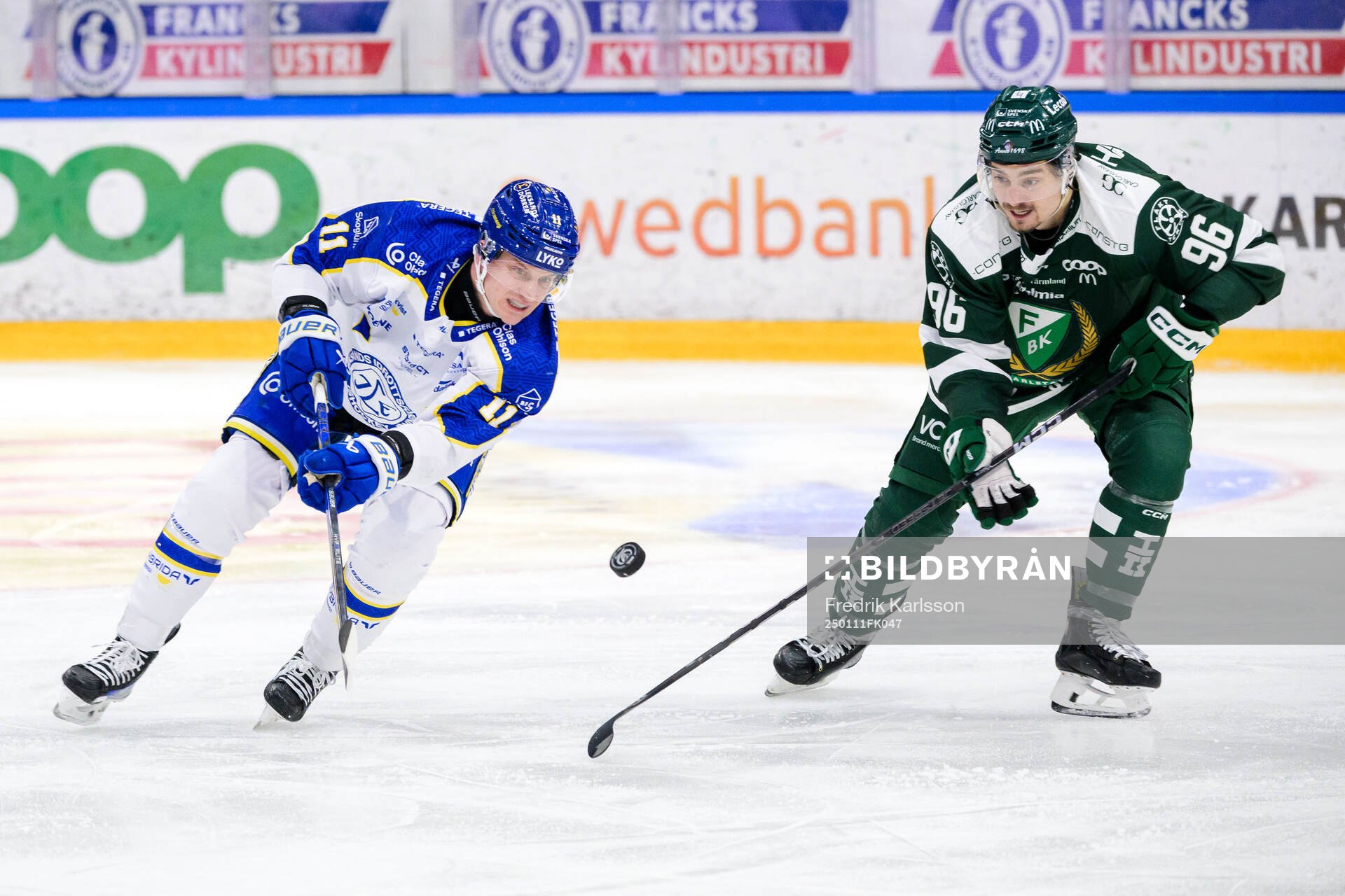 Leksands Martin Karlsson och Färjestads David Tomasek