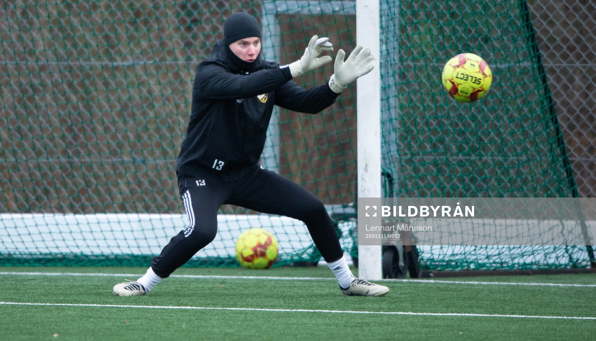 IFK Hässleholms målvakt Gabriel Gagzis i internmatchen i