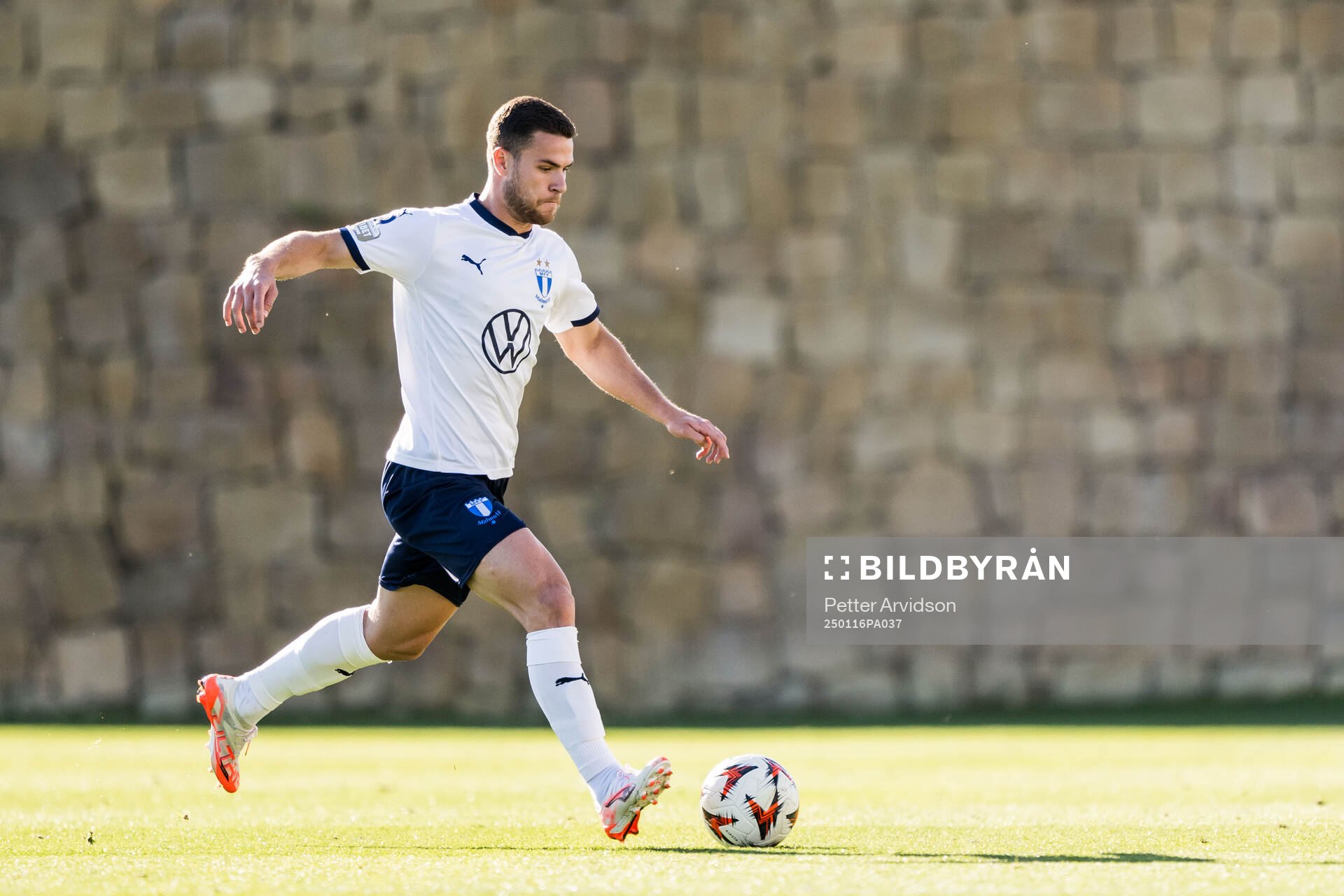 Gabriel Busanello of Malmö FF during the friendly football match between Malmö FF and Slovan Liberec on January 16, 2025 in Marbella.