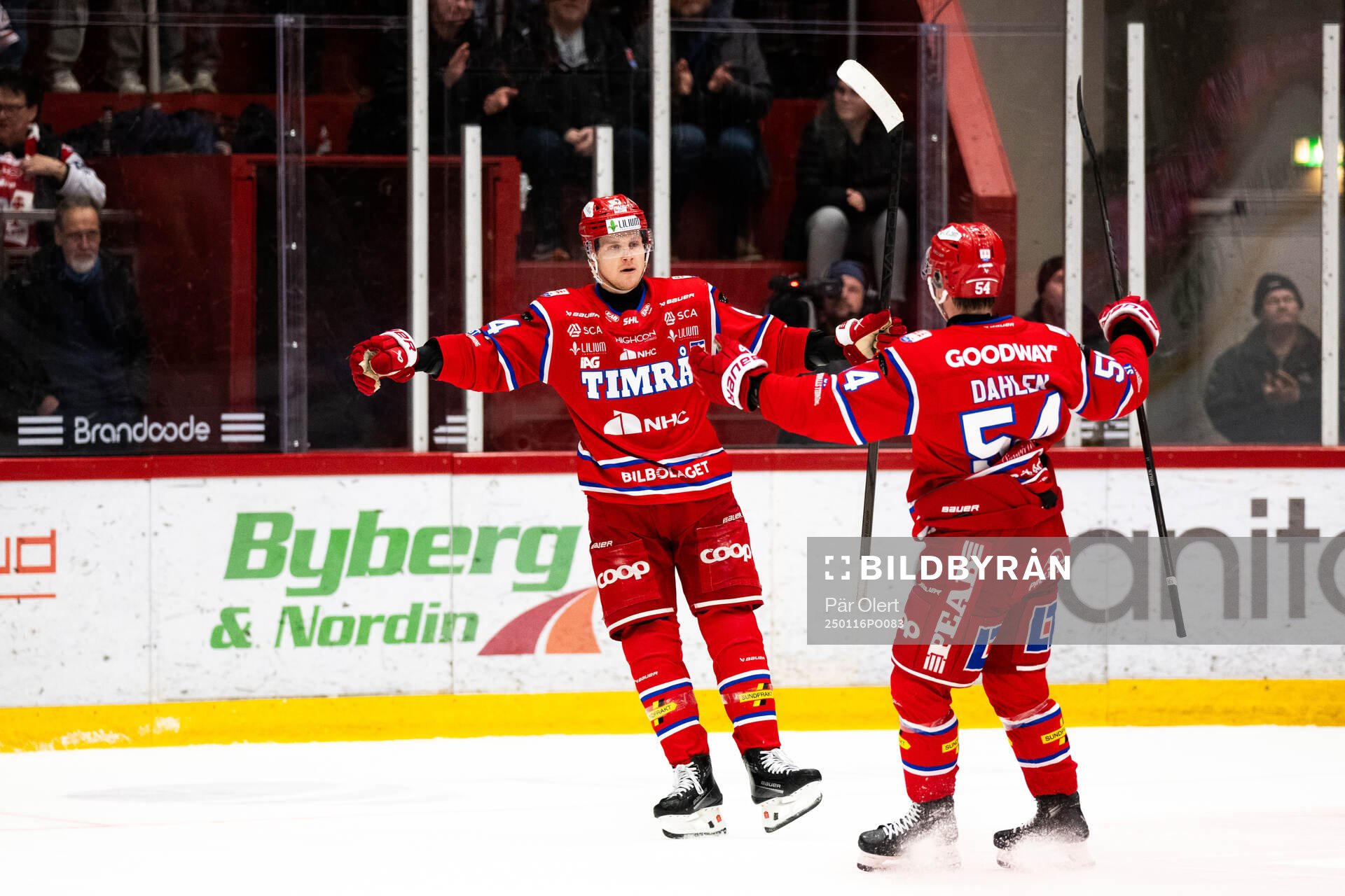 Timrås Sebastian Hartmann och Jonathan Dahlén jublar