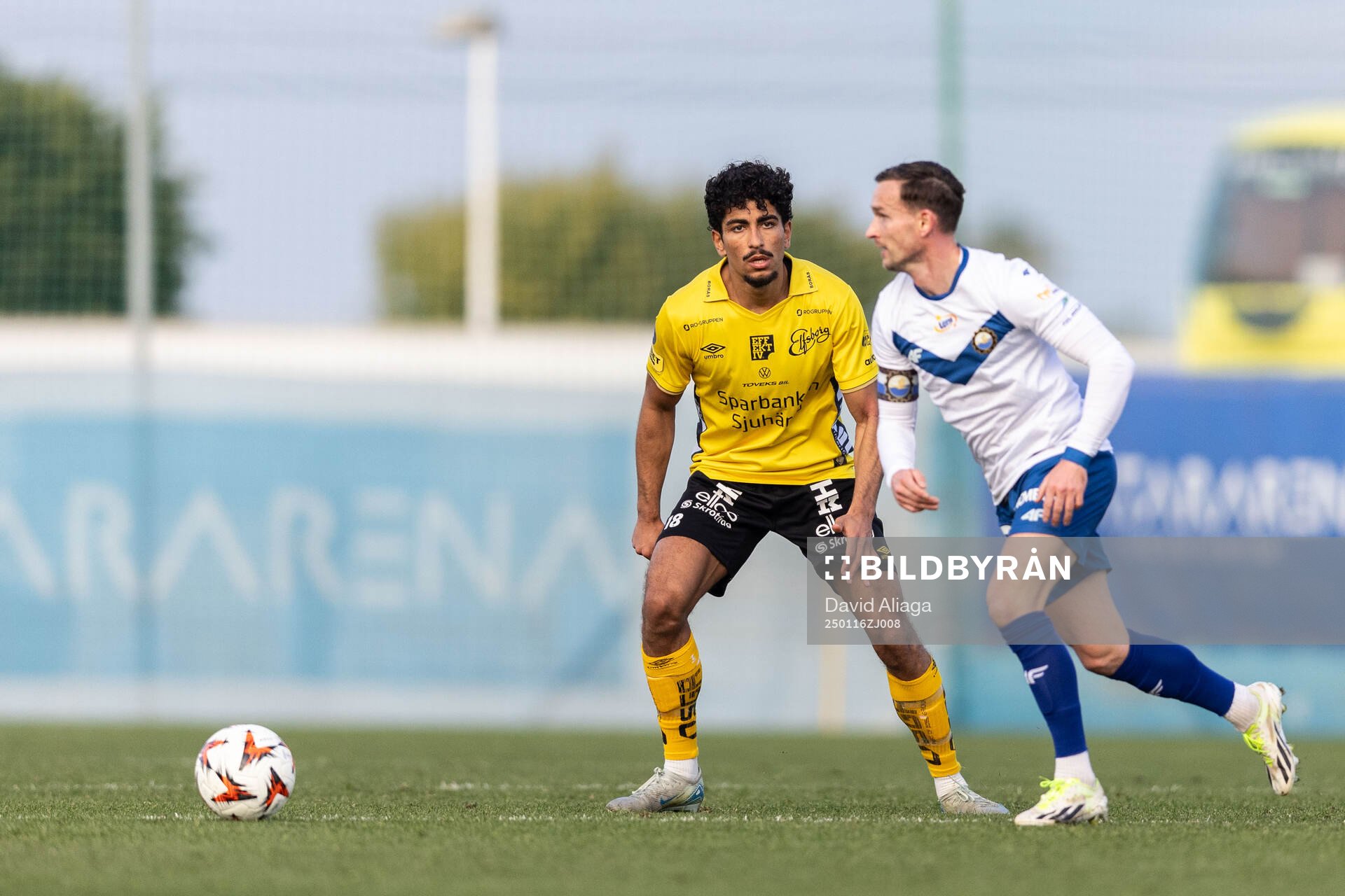 Ahmed Qasem of Elfsborg and Maciej Domanski of FKS Stal