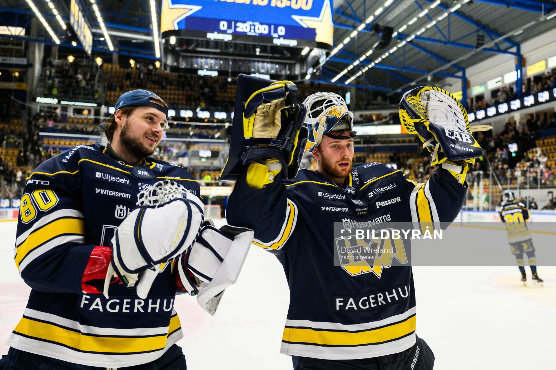 HV71s målvakt Hugo Alnefelt och målvakt Frederik Dichow